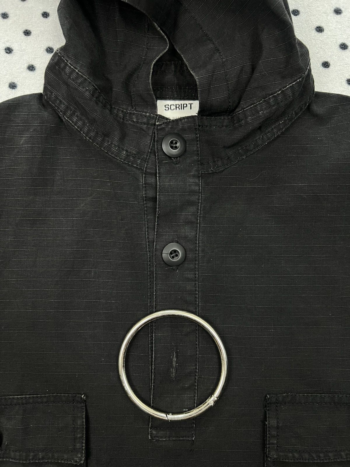 Japanese Brand × Vintage Script Ripstop Half Button Hooded Jacket Size US M / EU 48-50 / 2 - 9 Thumbnail