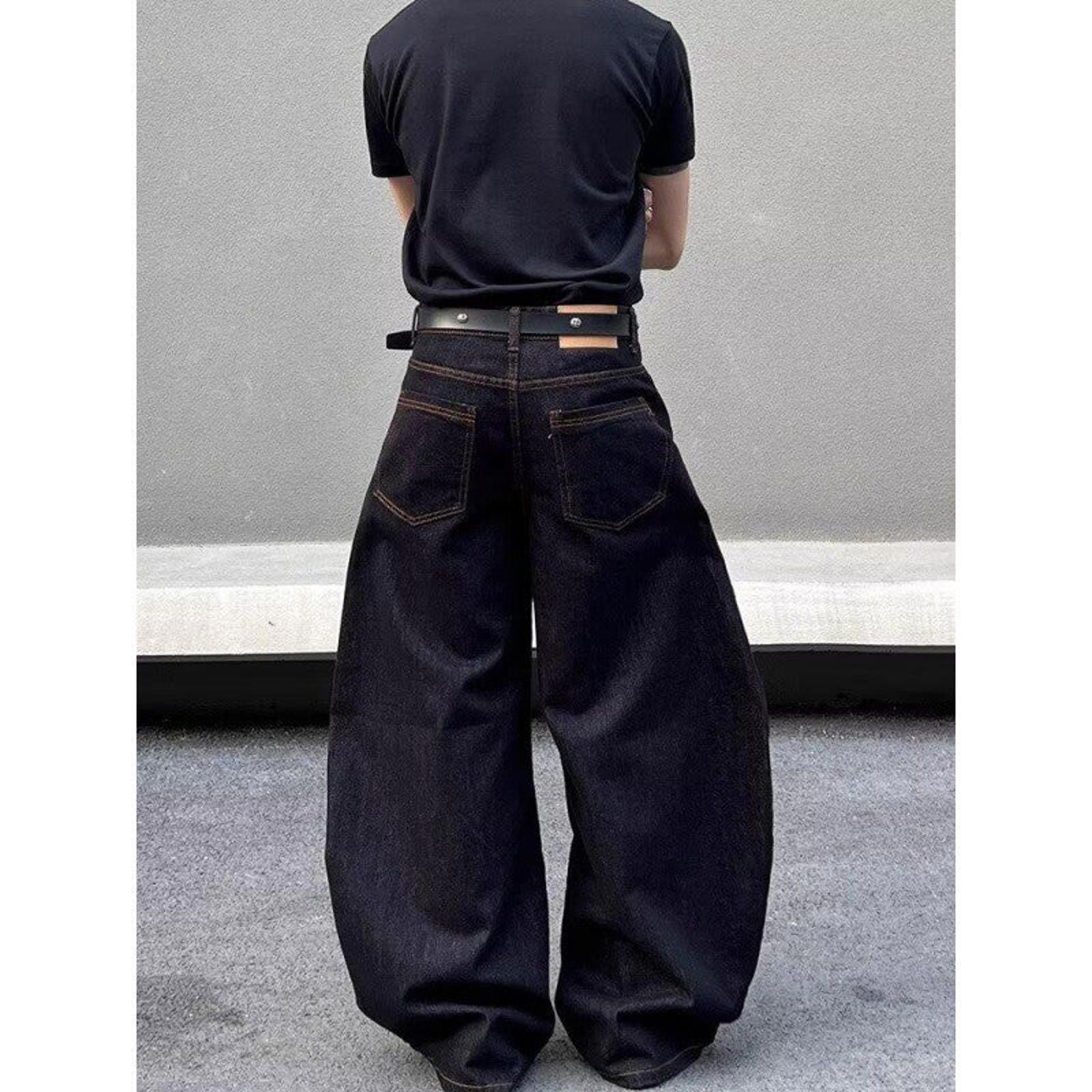 Japanese Brand Black Wide Leg Denim Jeans, Baggy Loose Fit Jeans Size US 32 / EU 48 - 4 Thumbnail