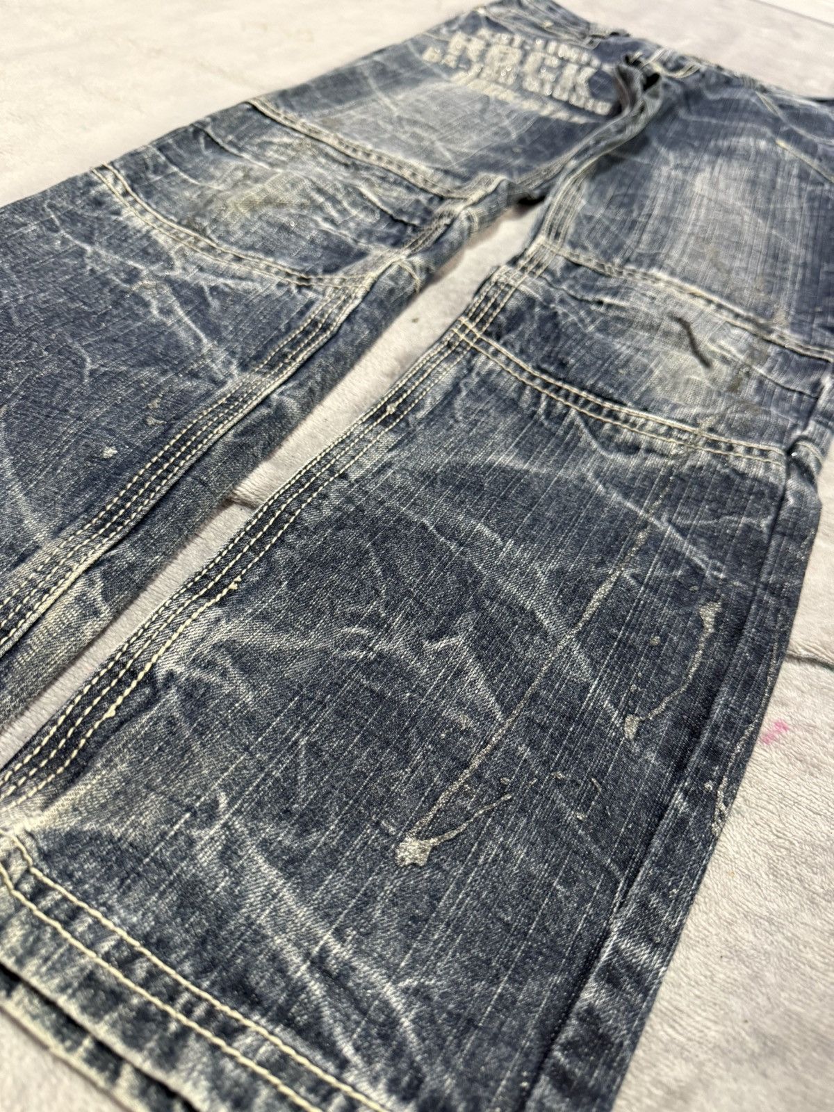 5351 POUR LES HOMMES × Japanese Brand × Le Grande Bleu (L.G.B.) Ba-Tsu Studio Kevlar Paint glitter Heavy Wash Jeans Size US 27 - 13 Thumbnail