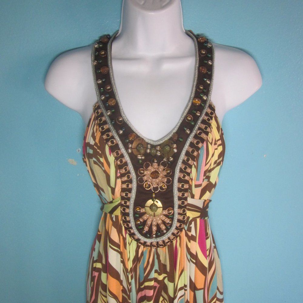 Anthropologie Ranna Gill Embellished Midi Halter Style Dress Size S Size S / US 4 / IT 40 - 4 Thumbnail