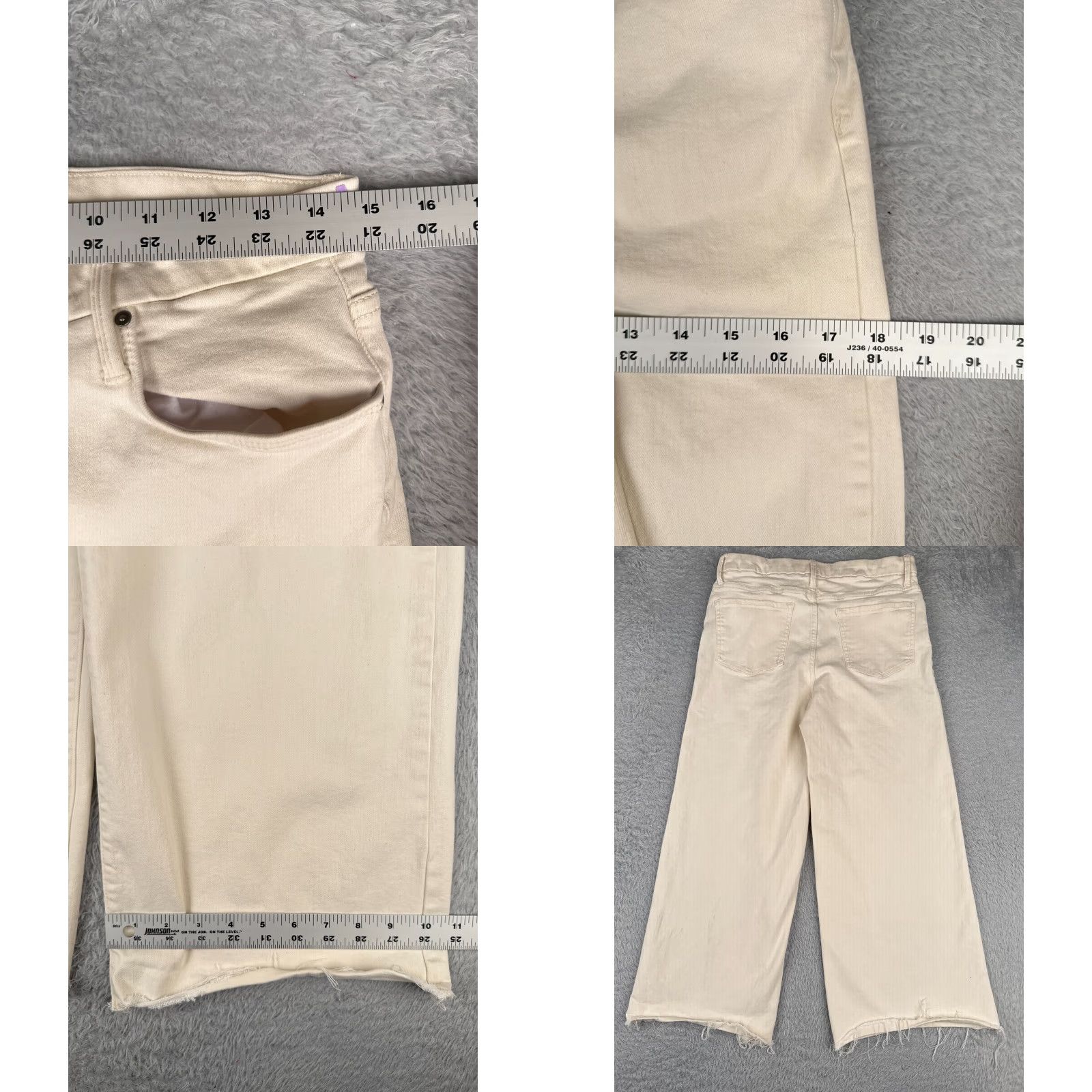 Vintage Time And Tru Jeans Women 10 Ivory Denim Wide-Leg High Rise Button Fly 30x24 Size 32" / US 10 / IT 46 - 9 Thumbnail