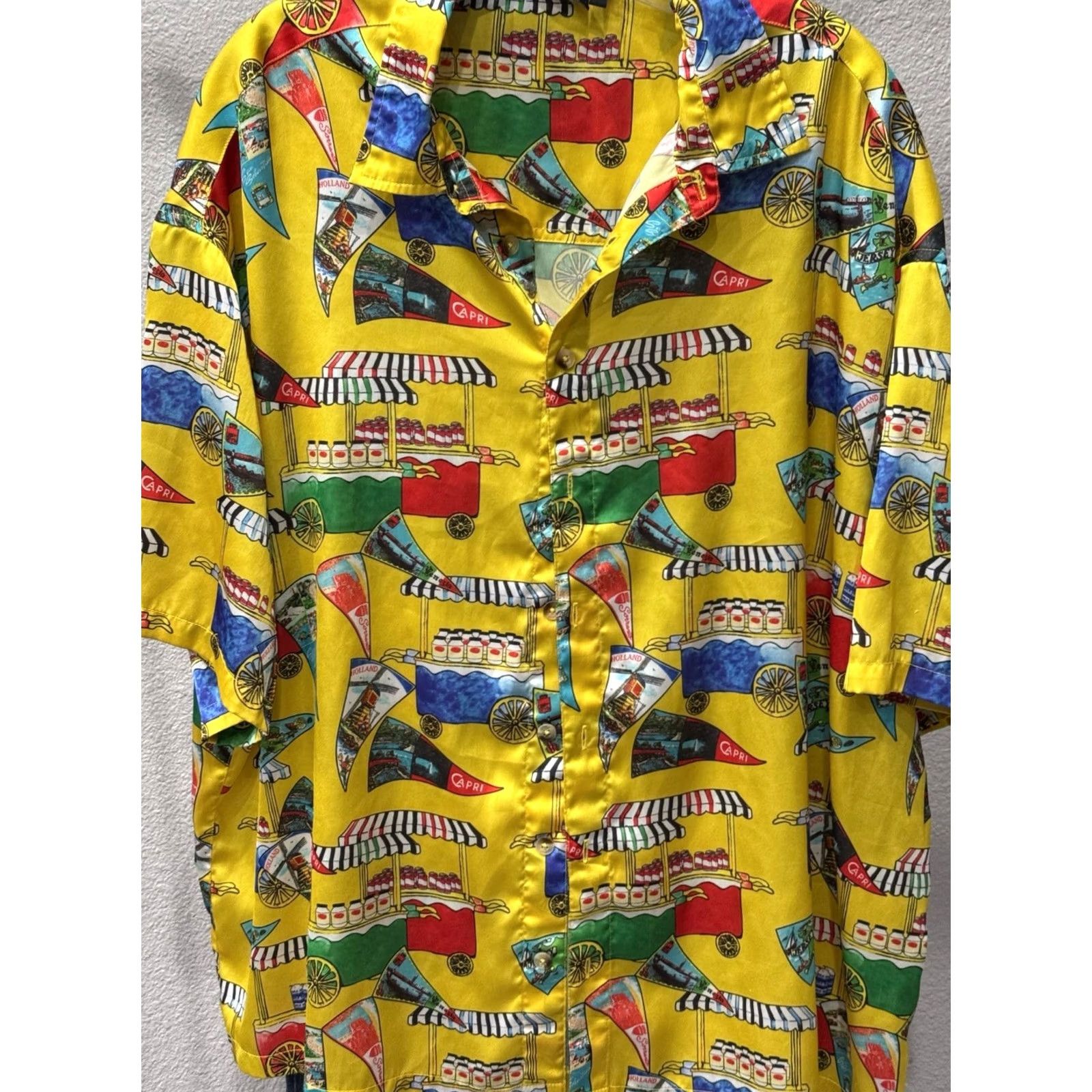 Asos RARE Asos CapriItalian Food Cart Hawaiian SHORT SLEEVE BUTTON UP SHIRT XL Size US XL / EU 56 / 4 - 2 Thumbnail