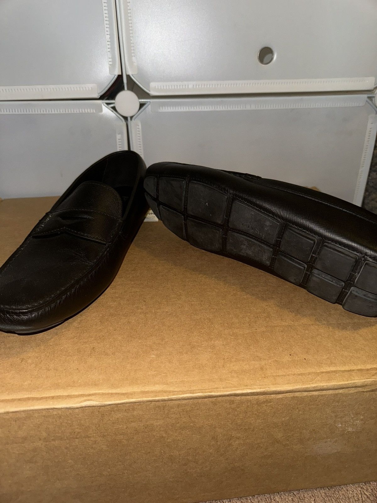 Prada Prada Black Saffiano Men's Penny Driving Loafer Size US 13 / EU 46 - 3 Thumbnail