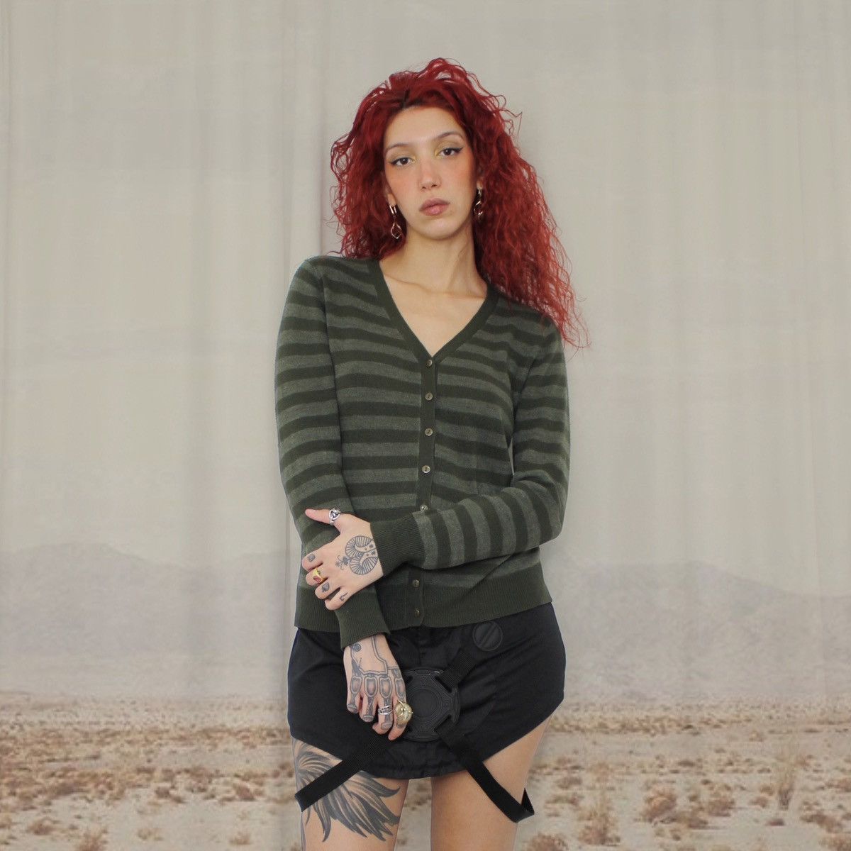 Other 🐍STRIPED GREEN CARDI🐍 Size M / US 6-8 / IT 42-44 - 1 Thumbnail