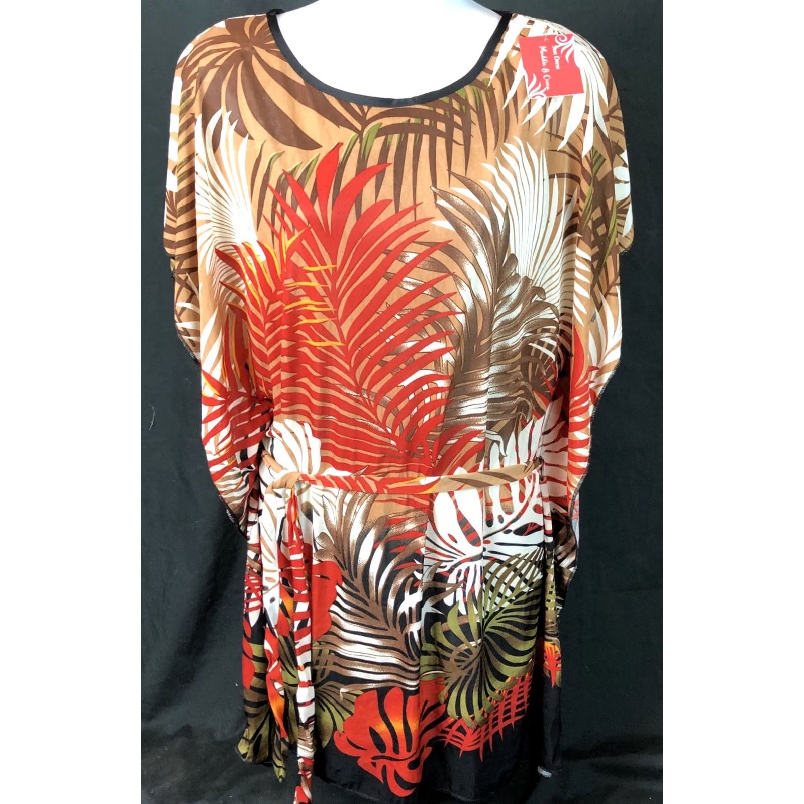 Vintage Nwt Sun Dress M Brown/red Tropical Floral Dolman Sleeves Tie Waist Coconut Girl Size M / US 6-8 / IT 42-44 - 6 Thumbnail