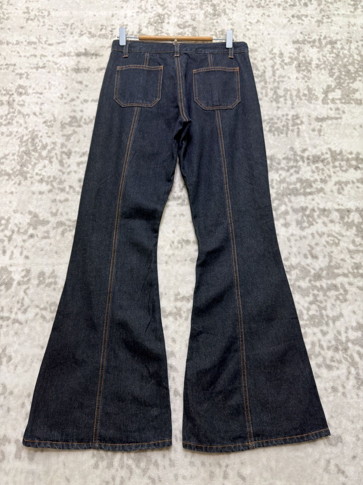 Japanese Brand Vintage Bell Bottom Flare Denim Retro High Waist Button Fly Size US 28 / EU 44 - 2 Thumbnail