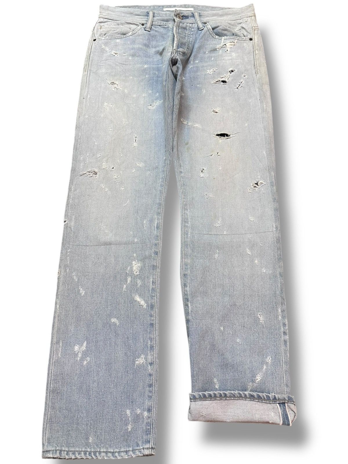 KOJIMA GENES Vintage e Faded Selvedge Ripped Grunge Distressed Denim Size US 32 / EU 48 - 1 Thumbnail