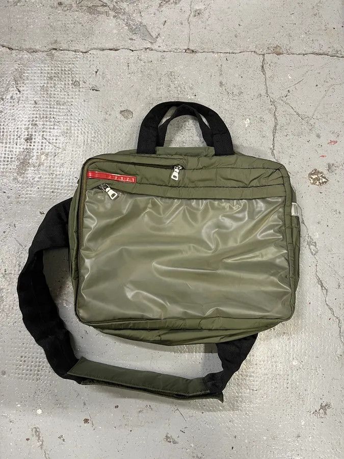 Archival Clothing x Prada Fw1999 Prada Olive Nylon Crossbody Bag in Green, Men's