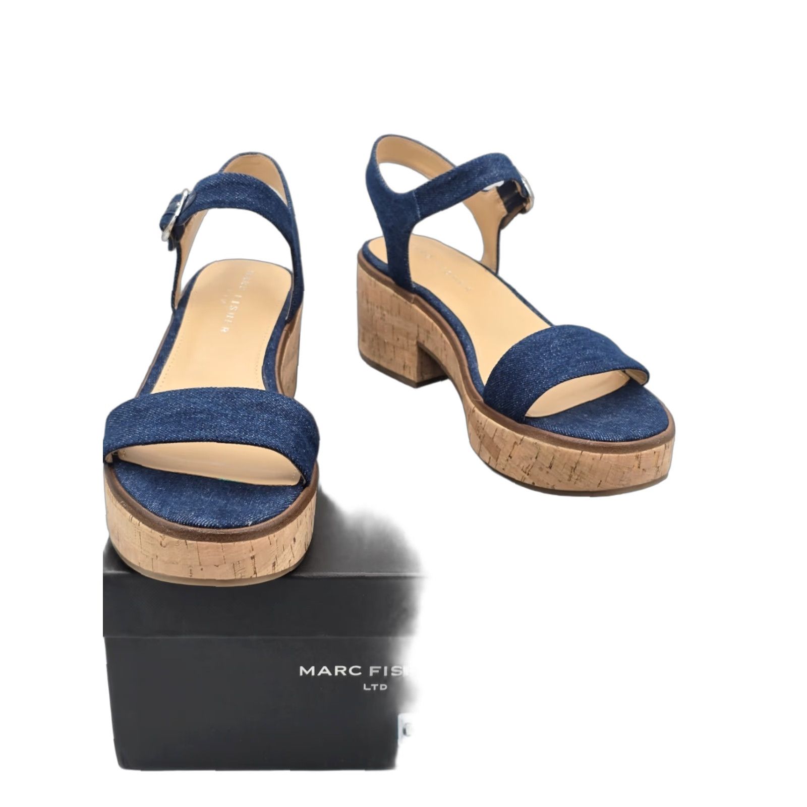 Marc Fisher Marc Fisher LTD Quessa2 Heeled Sandals Women Size 11 M Dark Blue Open Toe Shoes Size US 11 / IT 41 - 1 Thumbnail
