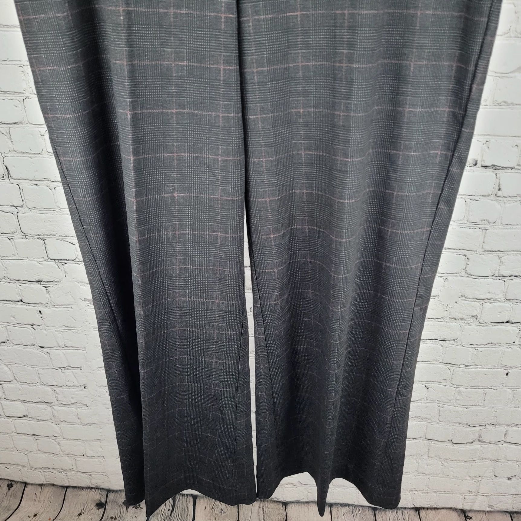 Jones New York Jones JNY Black Glen Check Pull On Wide Leg High Rise Pants 2X NWT (38x29.5) Size 40" / US 18 - 6 Thumbnail