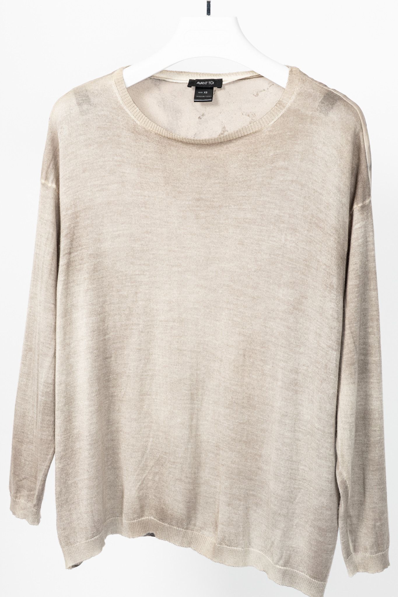 Avant Toi Avant Toi Taupe Cashmere & Silk-Back Water-Print Sweater Size XS / US 0-2 / IT 36-38 - 3 Thumbnail