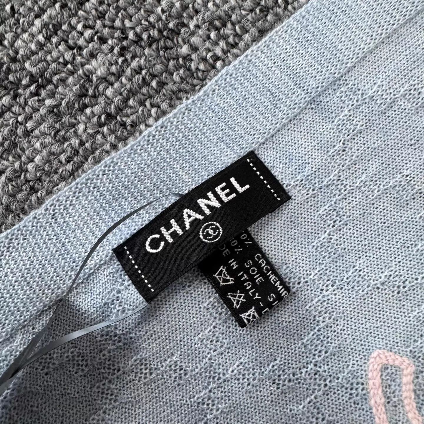 Chanel Chanel CC Muted Blue Silk-Cashmere Scarf 99 New Size ONE SIZE - 4 Thumbnail