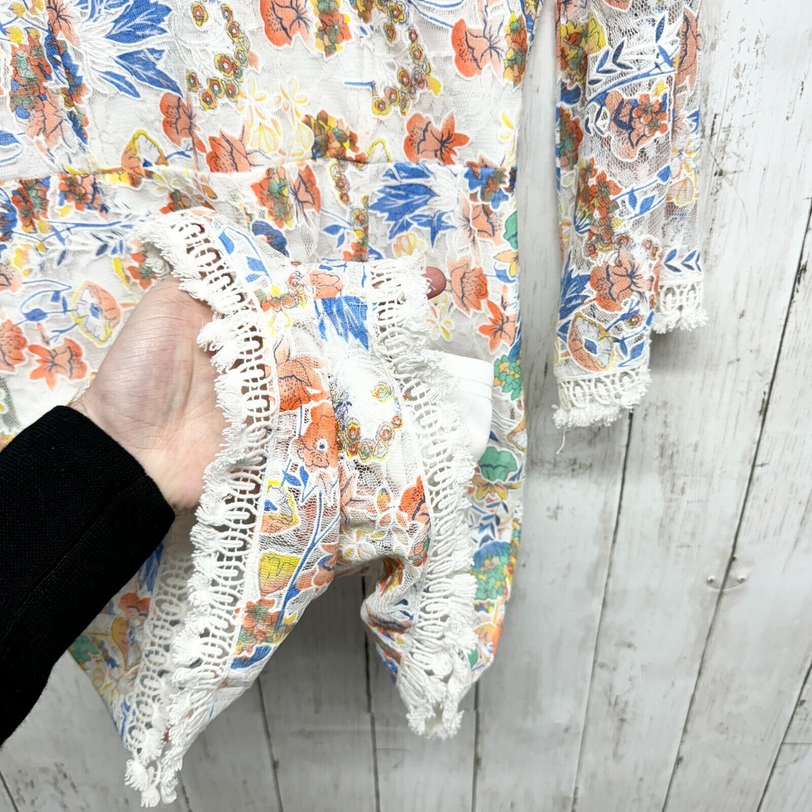 Other ENTRO Romper S White Floral Fit & Flare Ruffle Size 26" / US 2 / IT 38 - 3 Thumbnail
