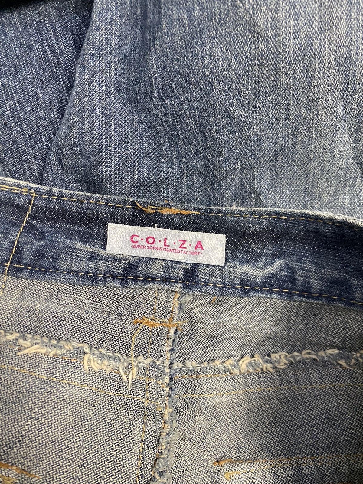 Japanese Brand SUPER FLARE C.O.L.Z.A DISTRESS DENIM Size US 30 / EU 46 - 7 Thumbnail