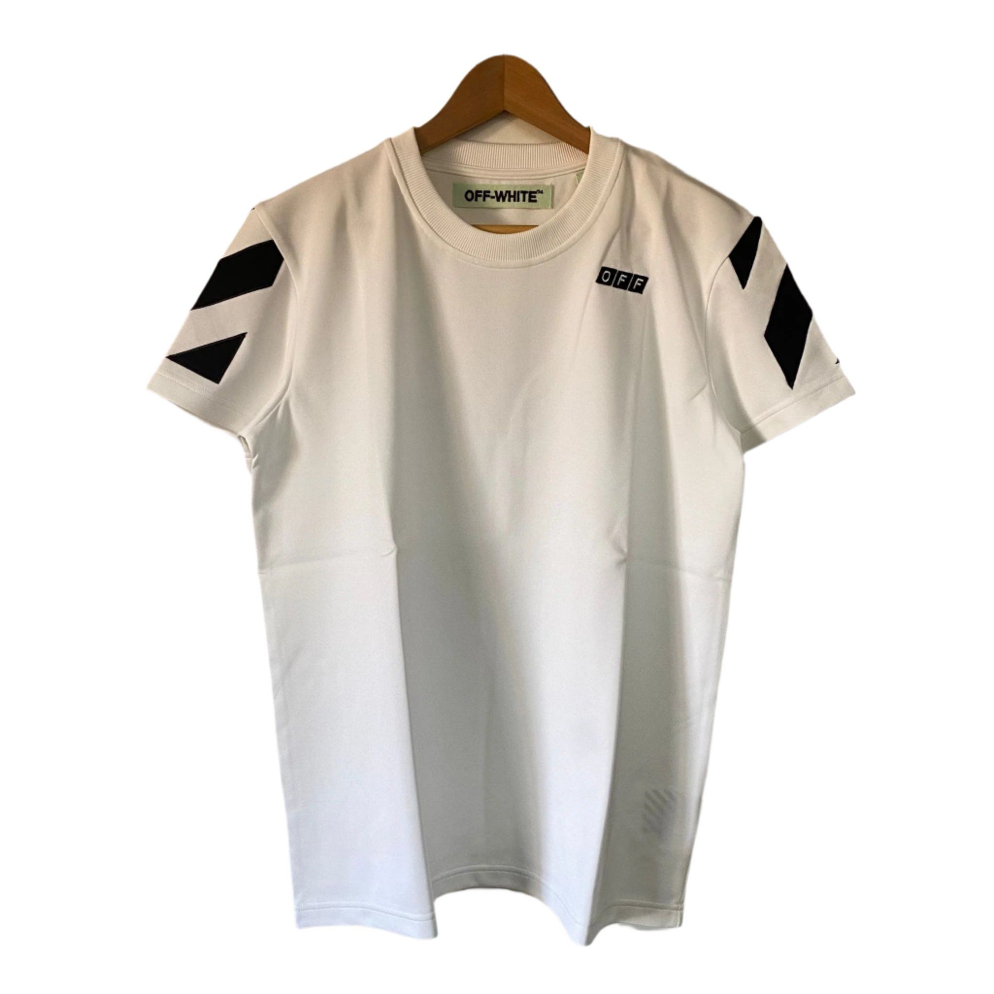 Off-White White Embroidered OFF Logo Diagonals T-Shirt Size S / US 4 / IT 40 - 1 Thumbnail