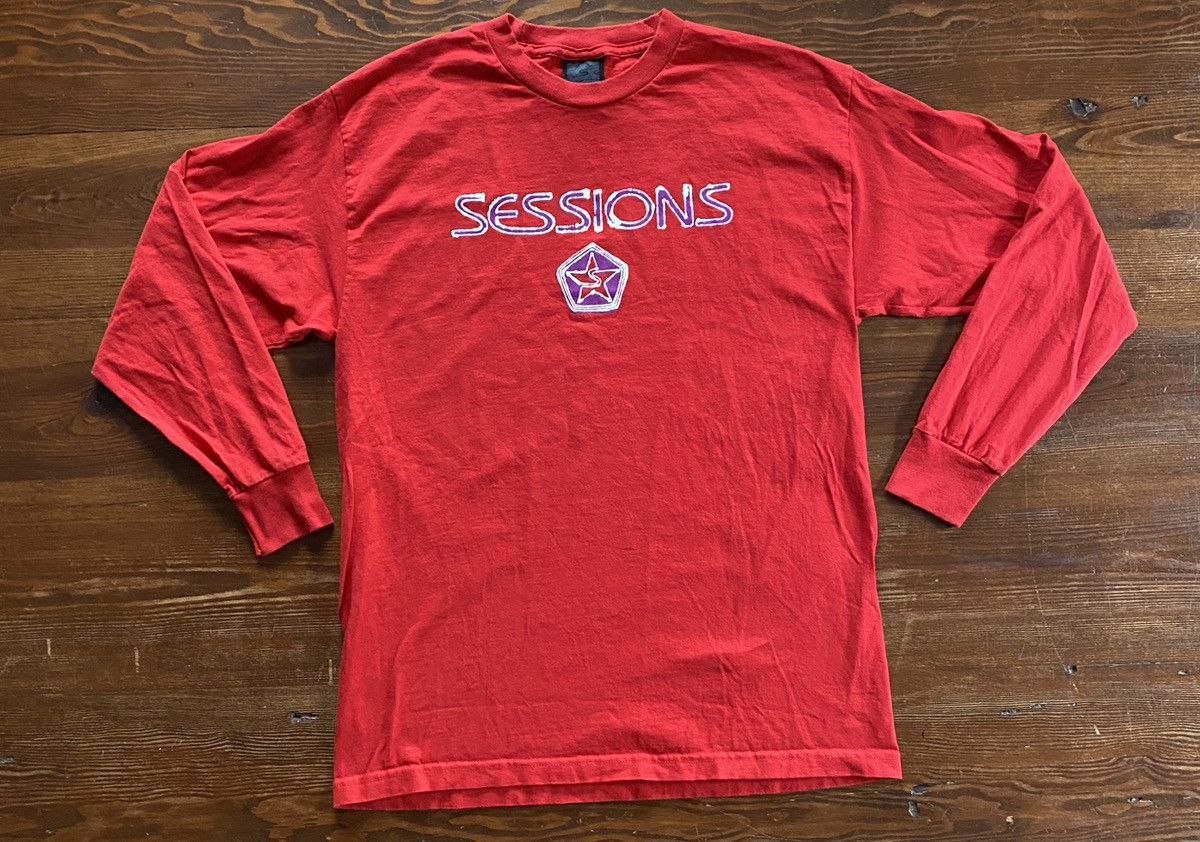 Sessions × Vintage Vintage ‘01 Y2K Sessions Spellout Red Long Sleeve Tee Shirt Size US L / EU 52-54 / 3 - 2 Thumbnail
