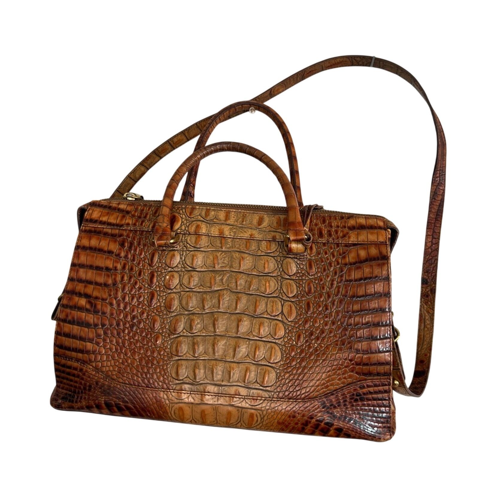 BRAHMIN Vtg Brahmin Stacy Toasted Melbourne Crossbody Bag Croc Size ONE SIZE - 1 Thumbnail