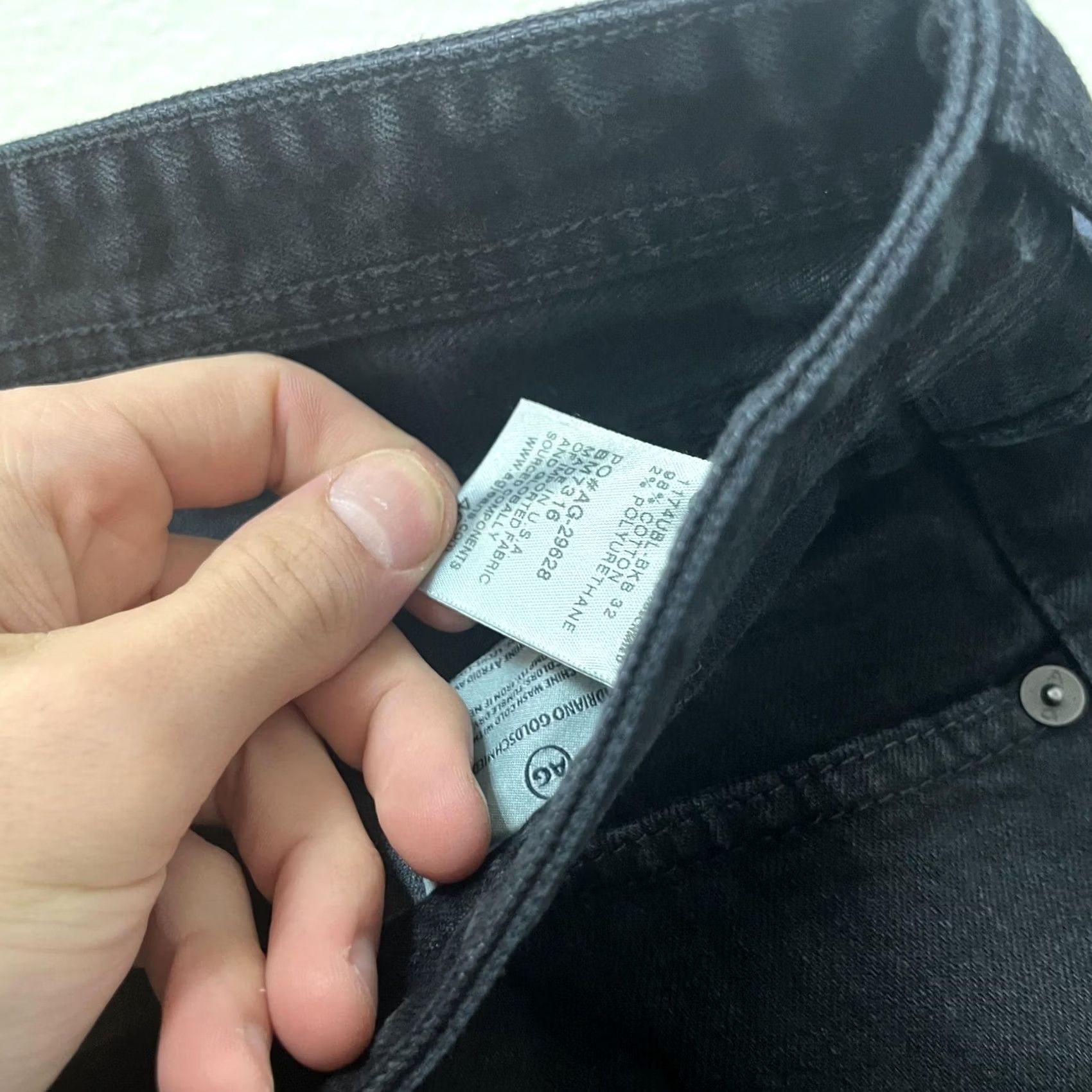 Denime AG Adriano Goldschmied The Graduate Tailored Leg Jeans Mens 34 Black Denim Slim Stretch Pockets Zip Fly 5-Pocket Size US 30 / EU 46 - 3 Thumbnail