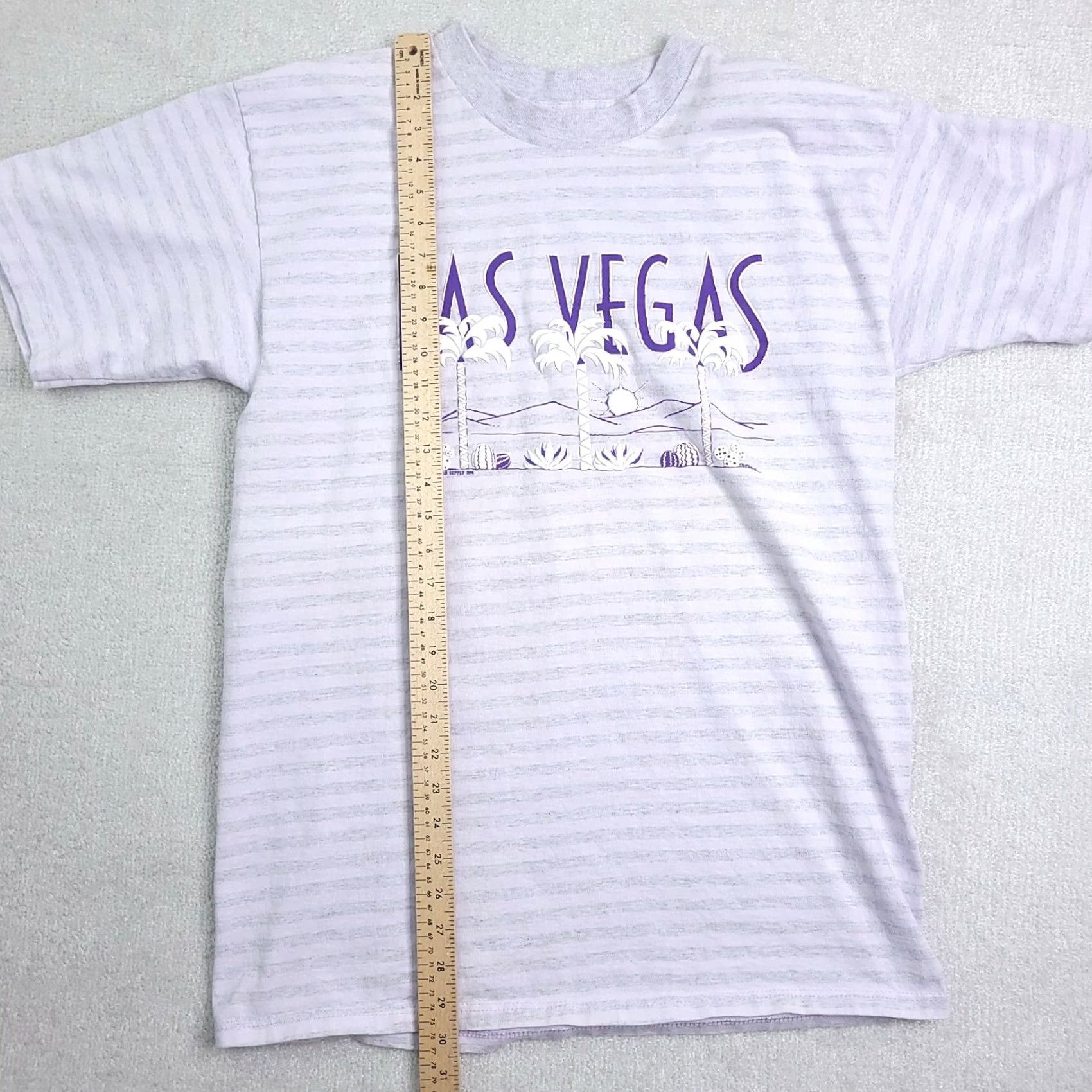Vintage VINTAGE 80s Miller Las Vegas T Shirt Adult XL Purple Desert Cactus Palm Trees Stripe Mens Size US XL / EU 56 / 4 - 6 Thumbnail