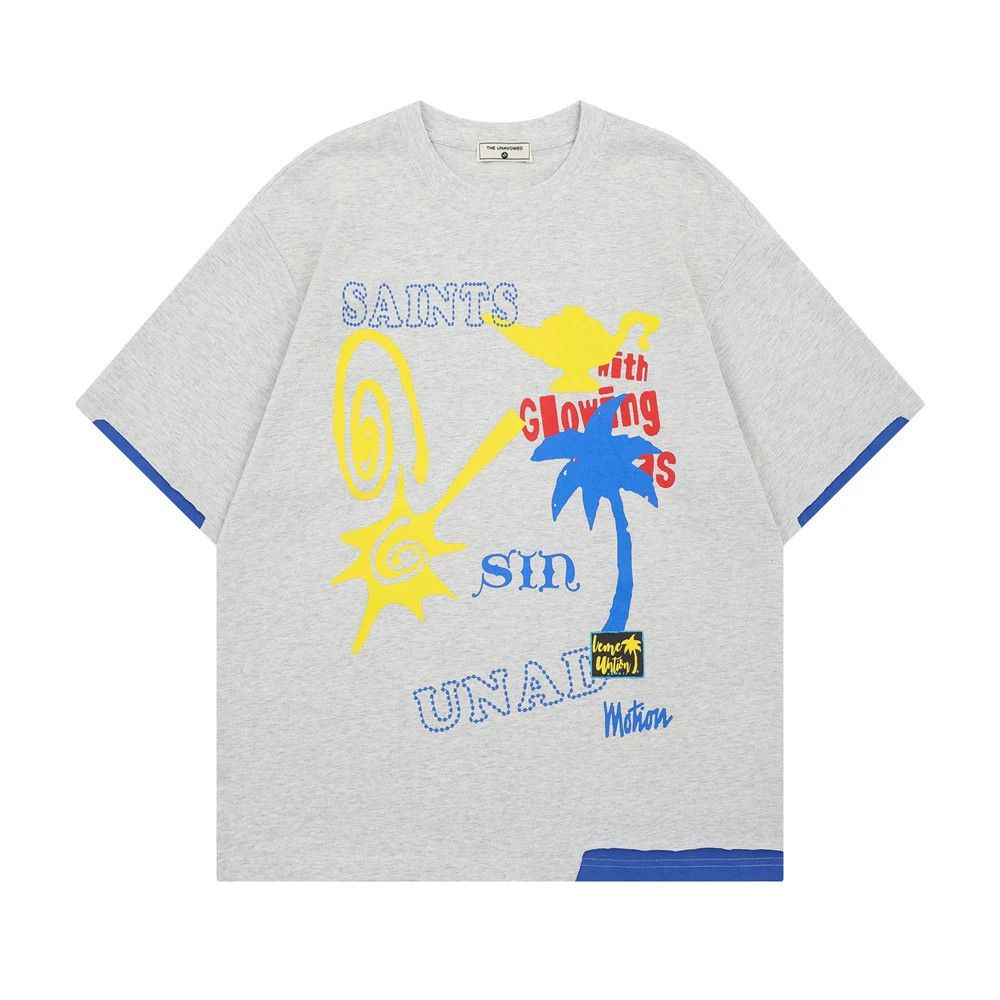 Japanese Brand × Vintage Casual men's trendy patchwork creative print cotton T-shirt Size US M / EU 48-50 / 2 - 1 Thumbnail