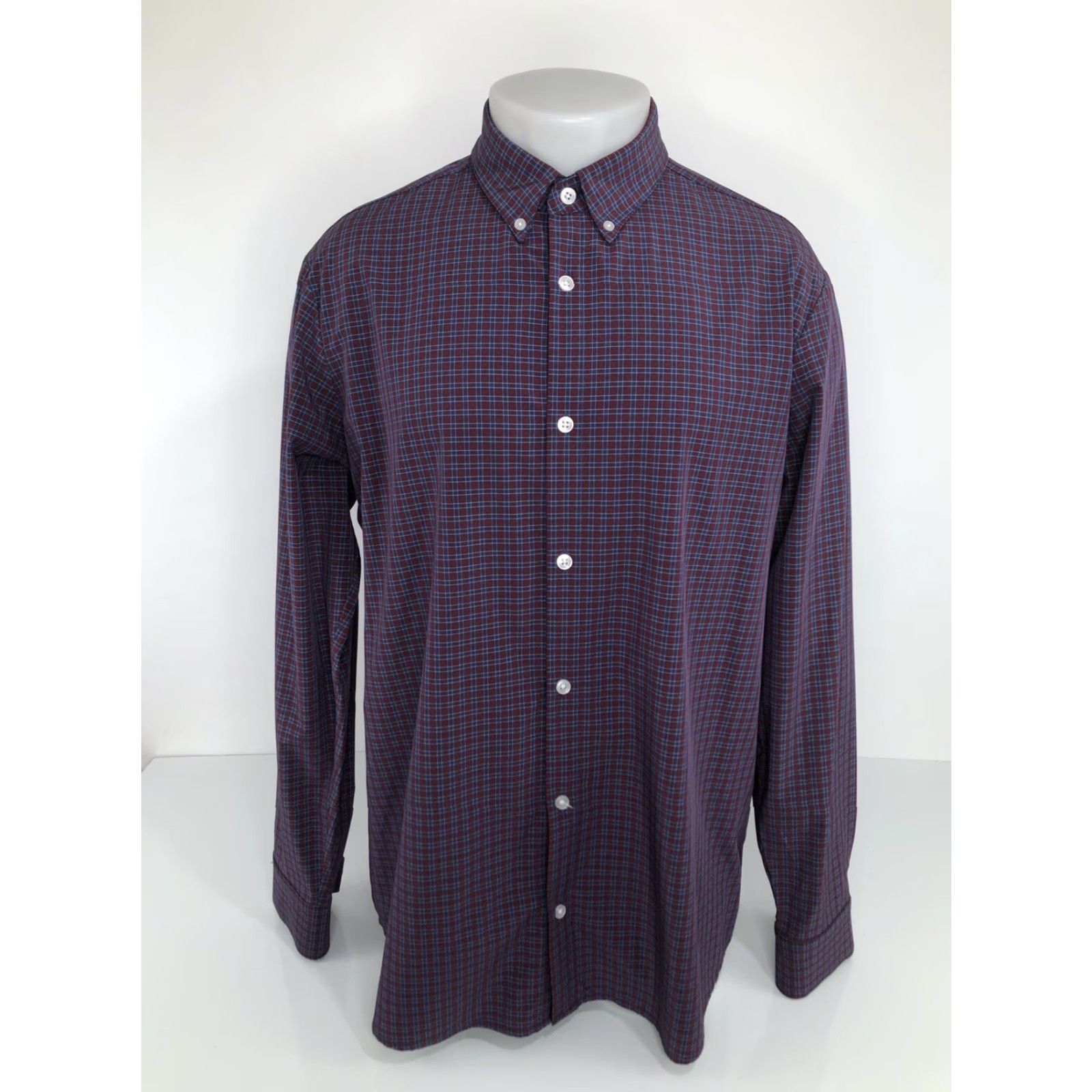 Mizzen+Main MIZZEN+MAIN LEEWARD Mens XL Plaid Shirt - Button-Up, Long Sleeve, Regular, Blue/Red/White - Trim Fit, Excellent Size US XL / EU 56 / 4 - 2 Thumbnail