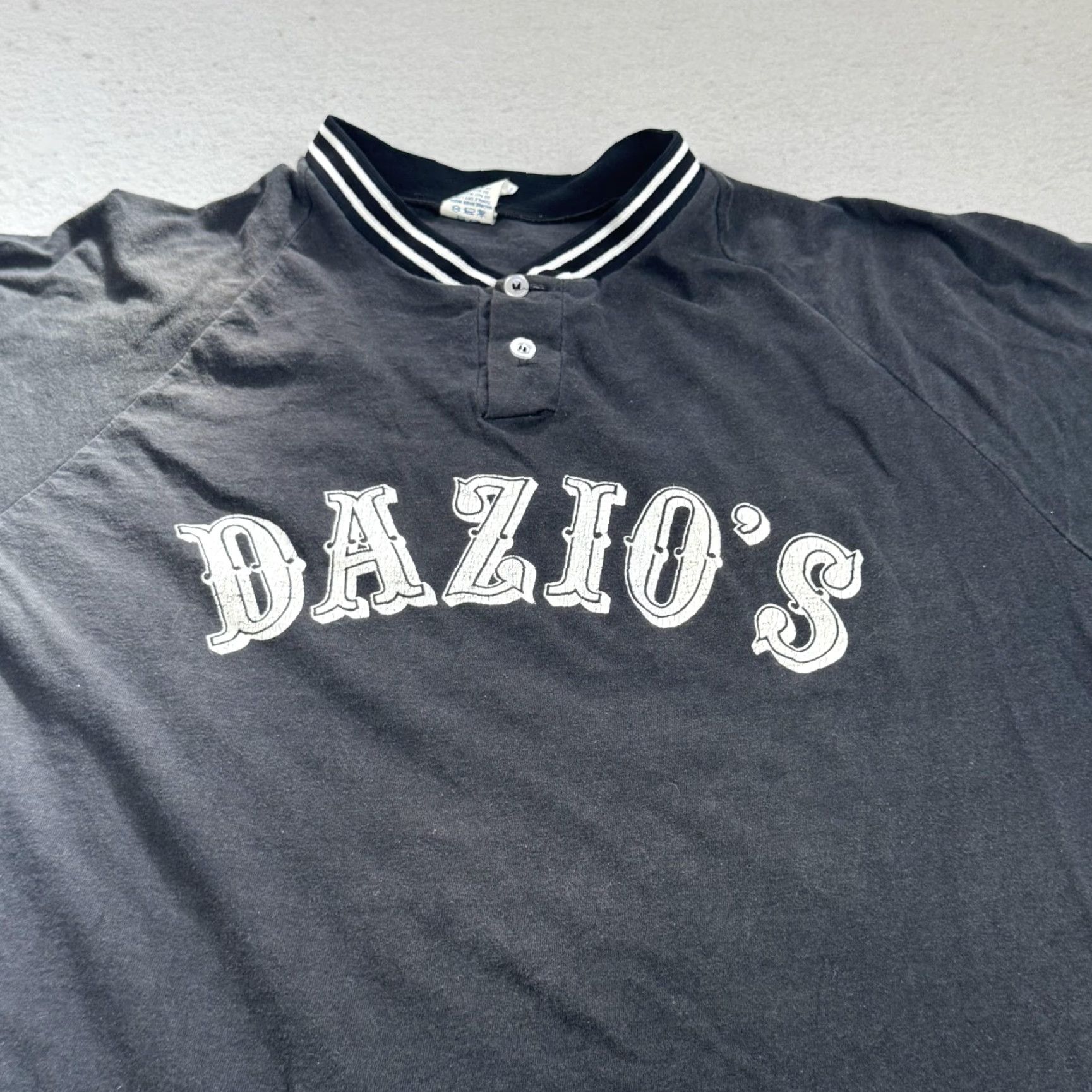 Vintage VINTAGE Bike Shirt Mens XL Black Football Jersey Henley Dazio's Raglan 90s 4015 Size US XL / EU 56 / 4 - 2 Thumbnail