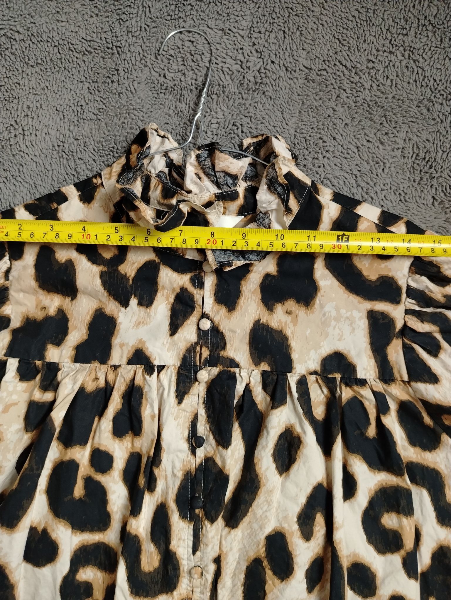 H&M Pre-Loved Blouse Women M Leopard Print Ruffle Collar Long Size M / US 6-8 / IT 42-44 - 6 Thumbnail