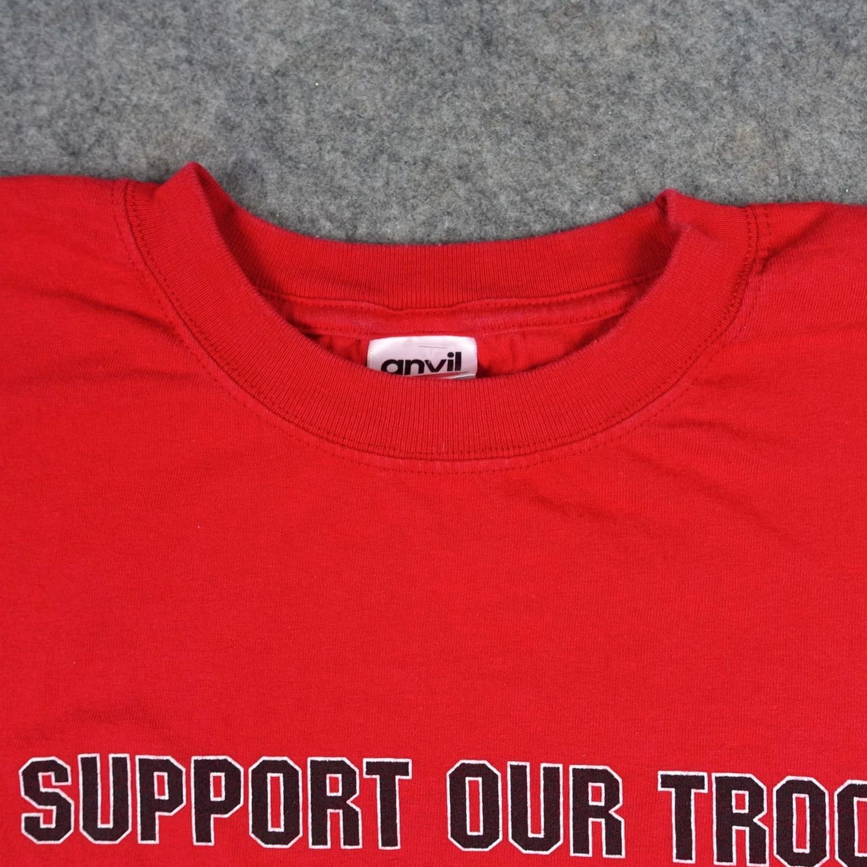 Anvil VINTAGE Anvil Shirt Mens XL Red I Support Our Troops Long Sleeve Tee Size US XL / EU 56 / 4 - 3 Thumbnail