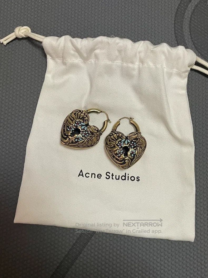 Acne Studios Acne Studios Handmade Enamel Heart Lock Earrings Size ONE SIZE - 1 Thumbnail