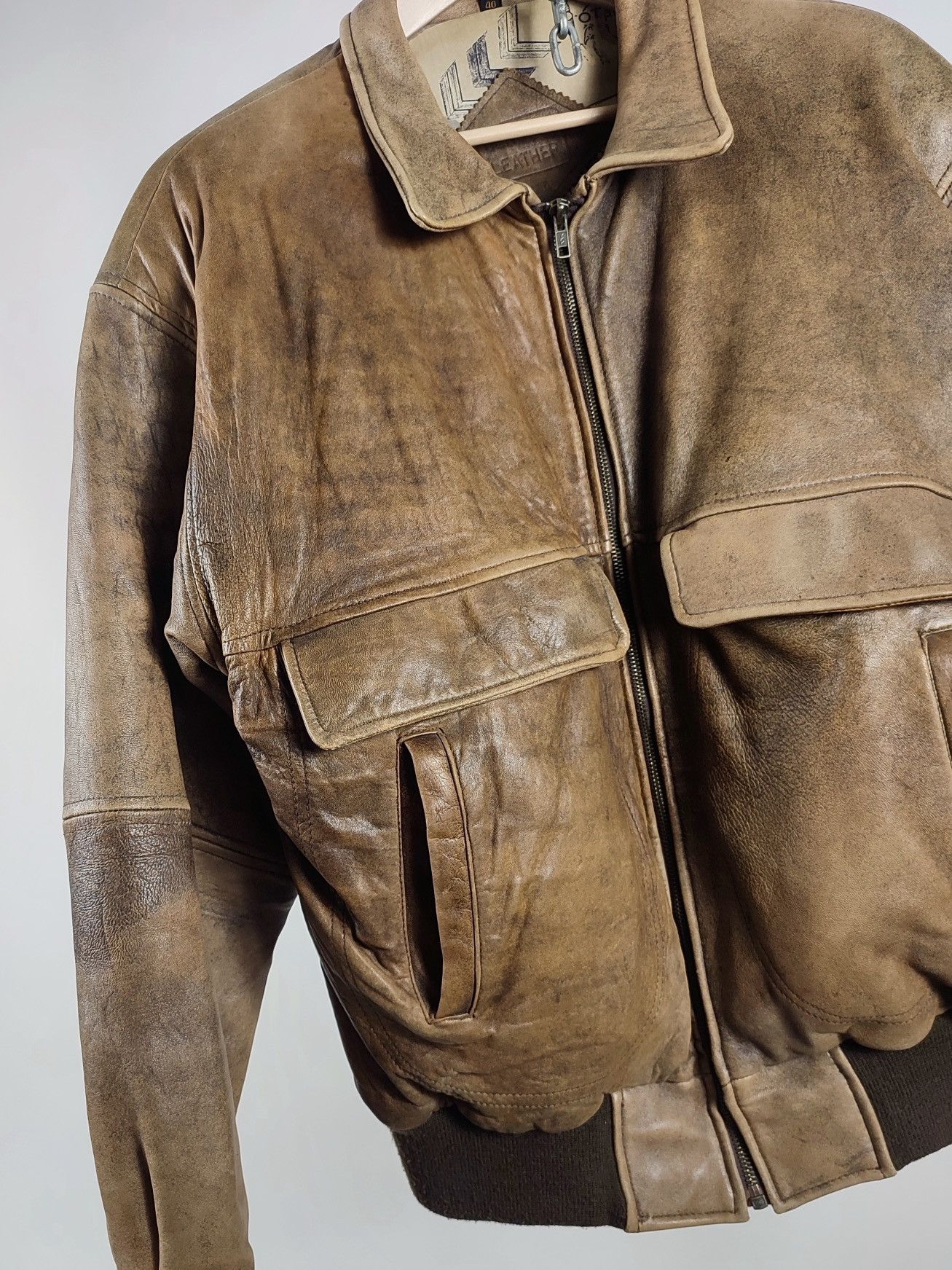 Genuine Leather 90s Vintage Aviator Leather Sheepskin Bomber Jacket Size US L / EU 52-54 / 3 - 8 Thumbnail