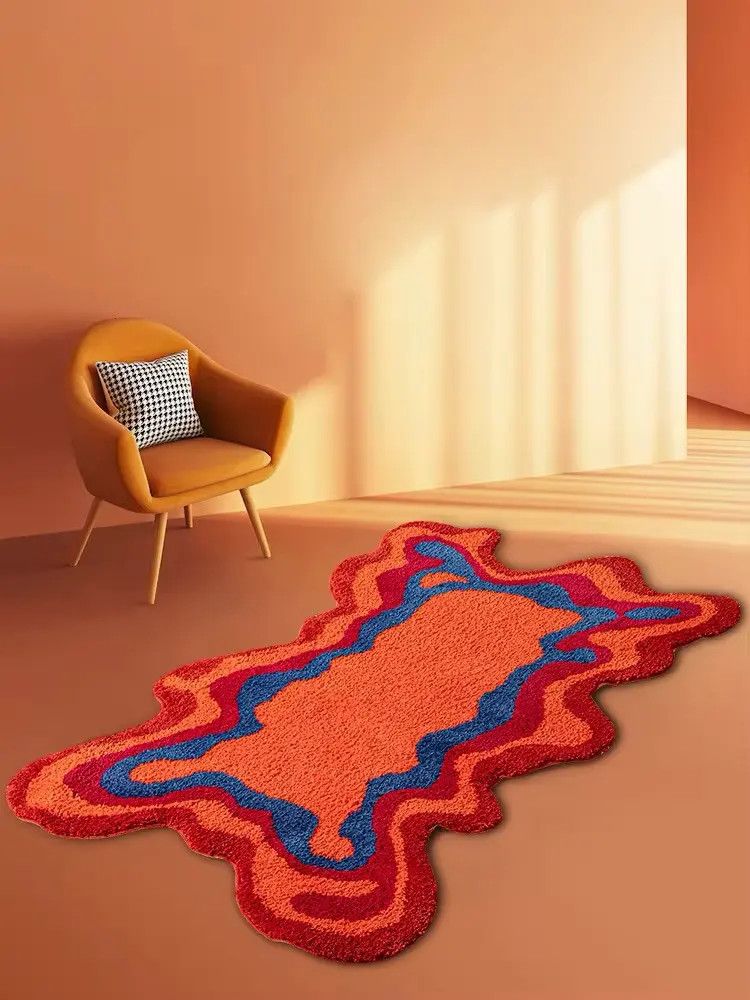 Other 70s Retro Style Psychedelic Groovy Tufted Rug Carpet Size ONE SIZE - 1 Thumbnail