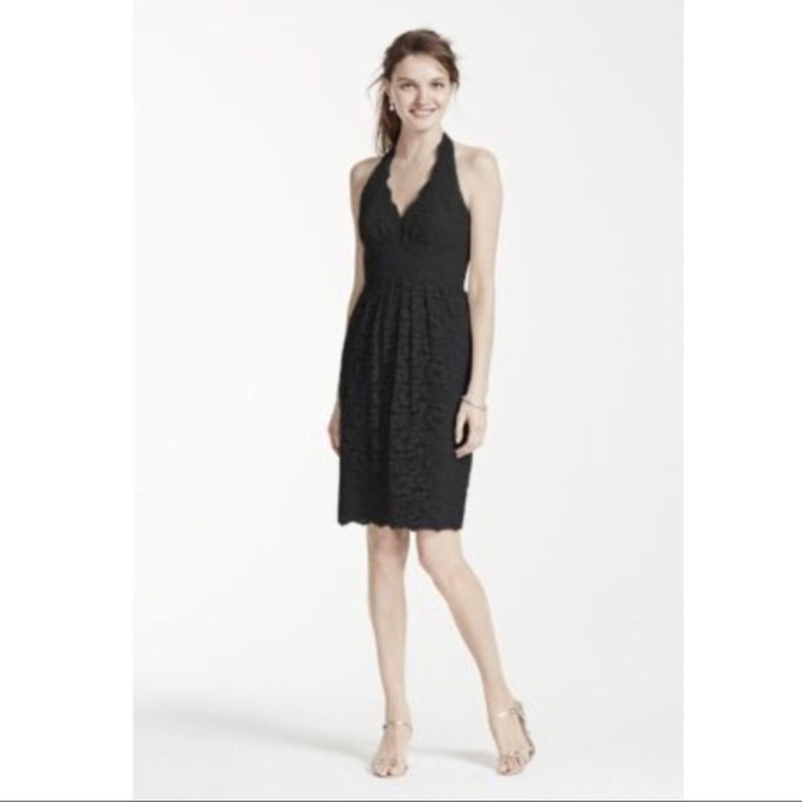 Other David’s Bridal Black Halter Top Laced Short Dress Size S / US 4 / IT 40 - 2 Thumbnail