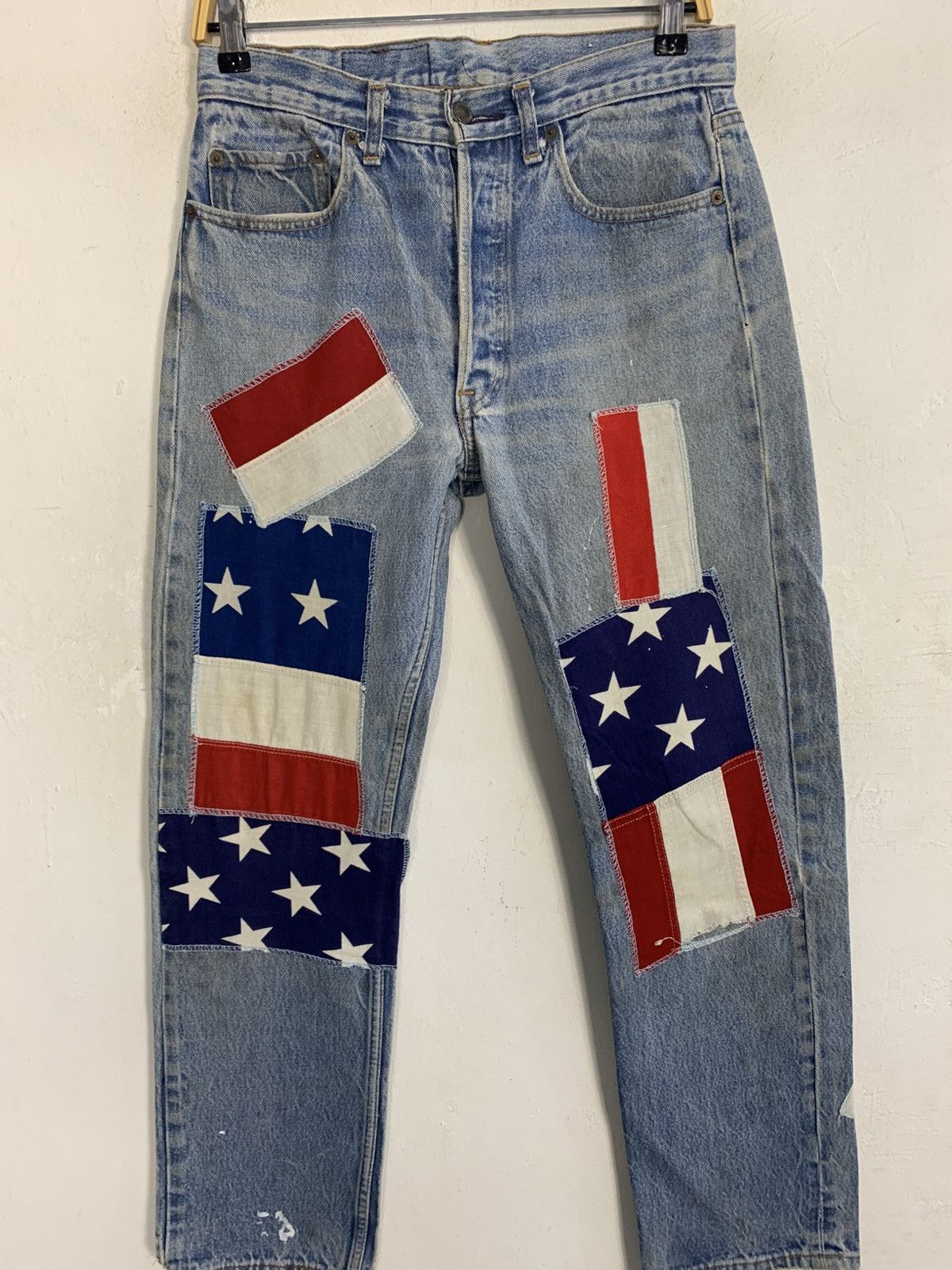 Levi's Levis Strauss Lot 501 Patchwork Indigo Denim Straight Cut Size US 30 / EU 46 - 3 Thumbnail