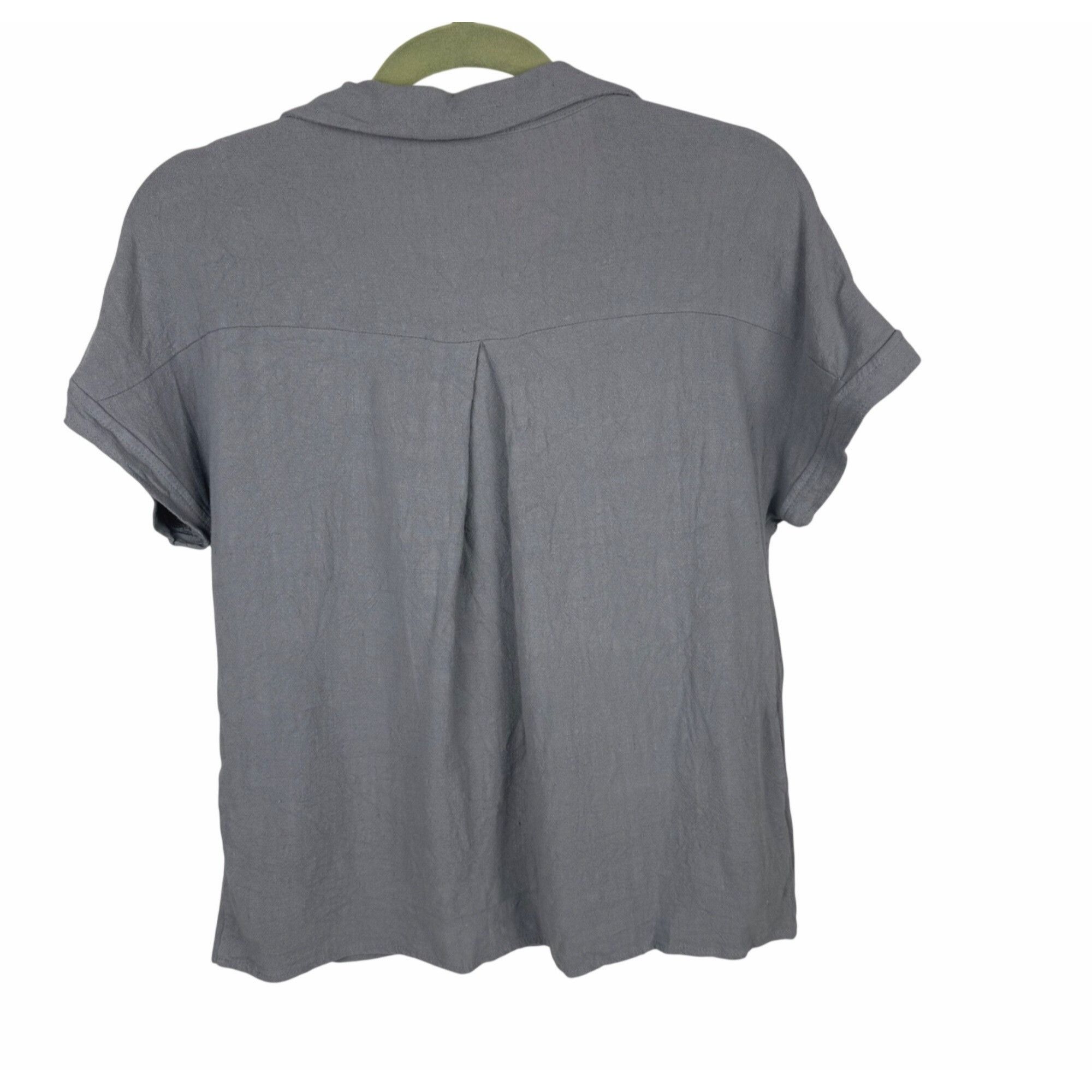 Other Orange Creek Women's Gray Gauze Short-Sleeve V-Neck Collared Size M / US 6-8 / IT 42-44 - 3 Thumbnail