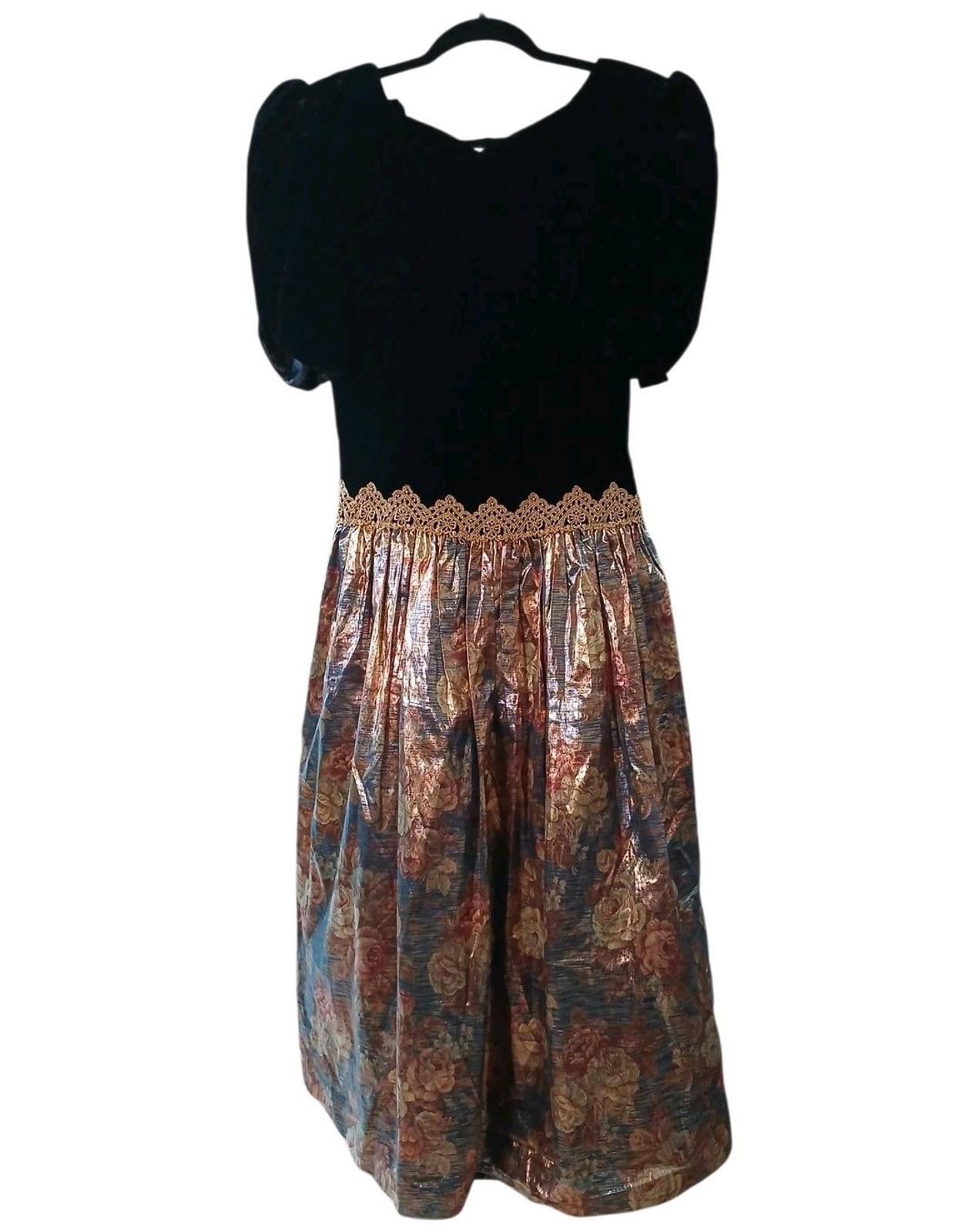 Other 90's Scott McClintock Black Velvet Floral Printed Dress XS Size XS / US 0-2 / IT 36-38 - 1 Thumbnail