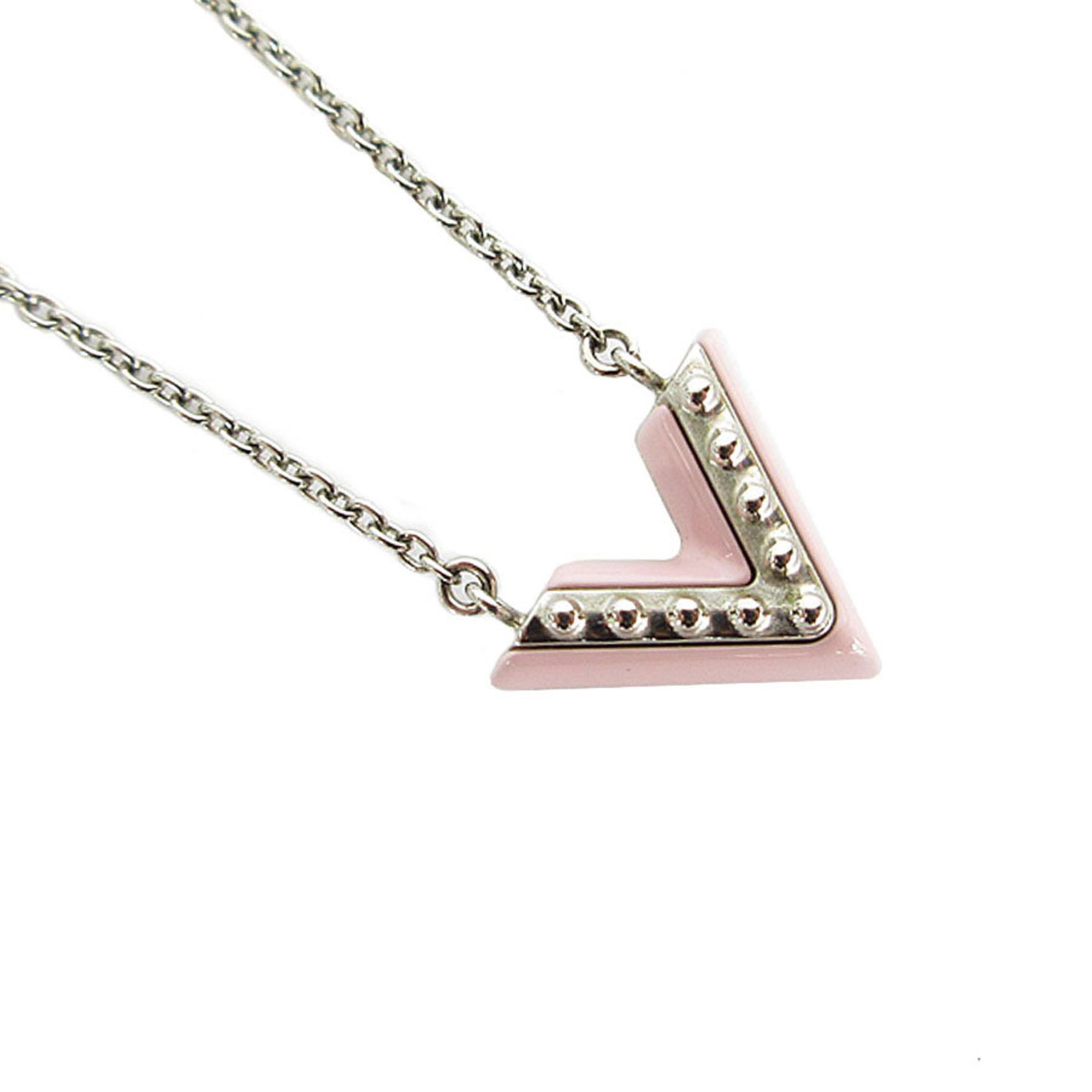 Louis Vuitton LOUIS VUITTON Necklace Essential V Metal Silver Pink 
