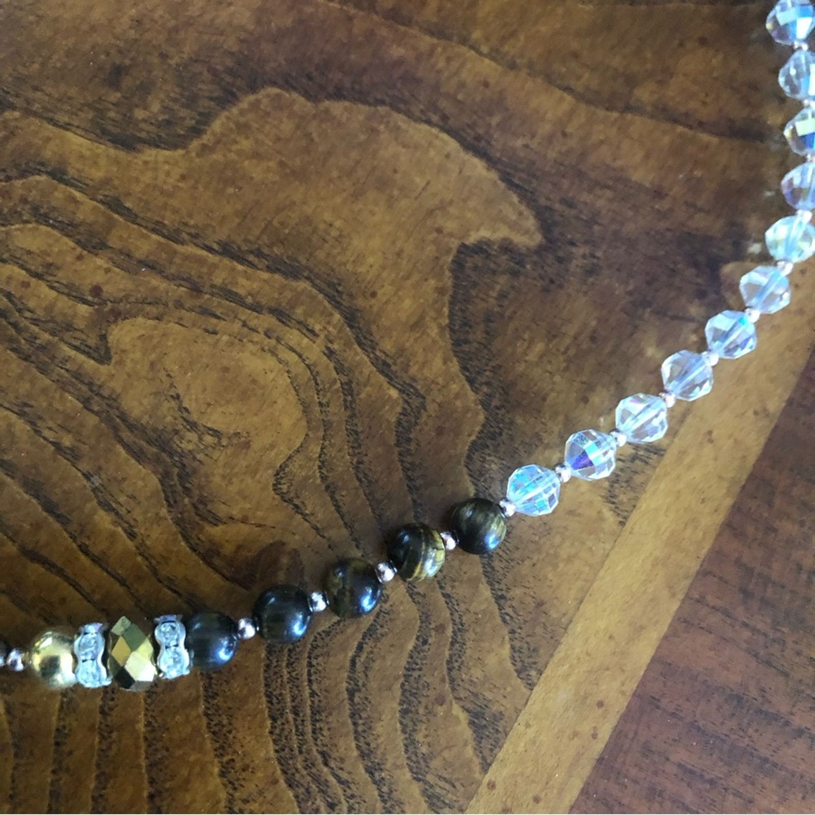 Handmade Handcrafted solder glass stone tiger eye quartz necklace Size ONE SIZE - 8 Thumbnail