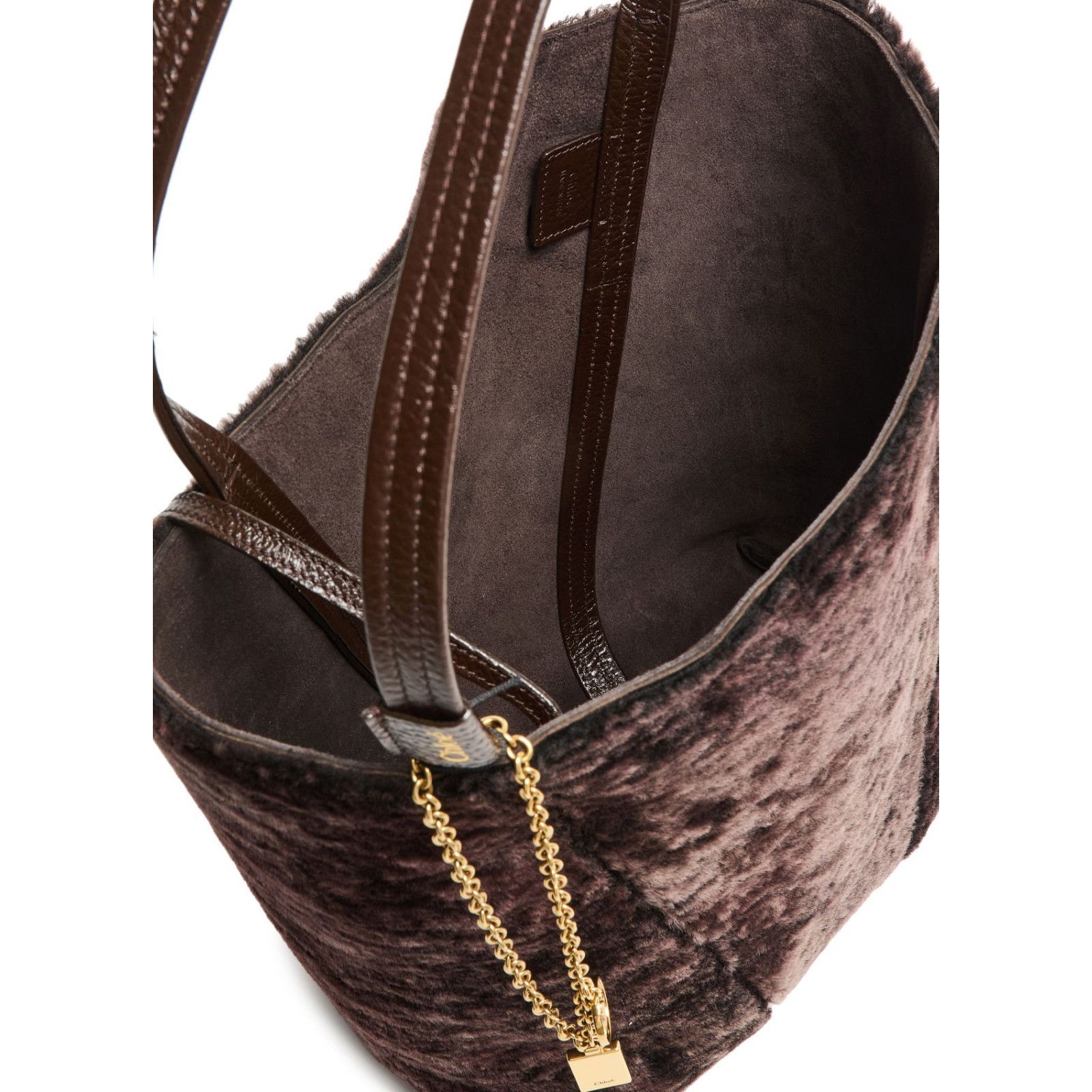 Chloe Chloe Spin Brown Shearling Tote Bag New & Authentic Size ONE SIZE - 4 Thumbnail