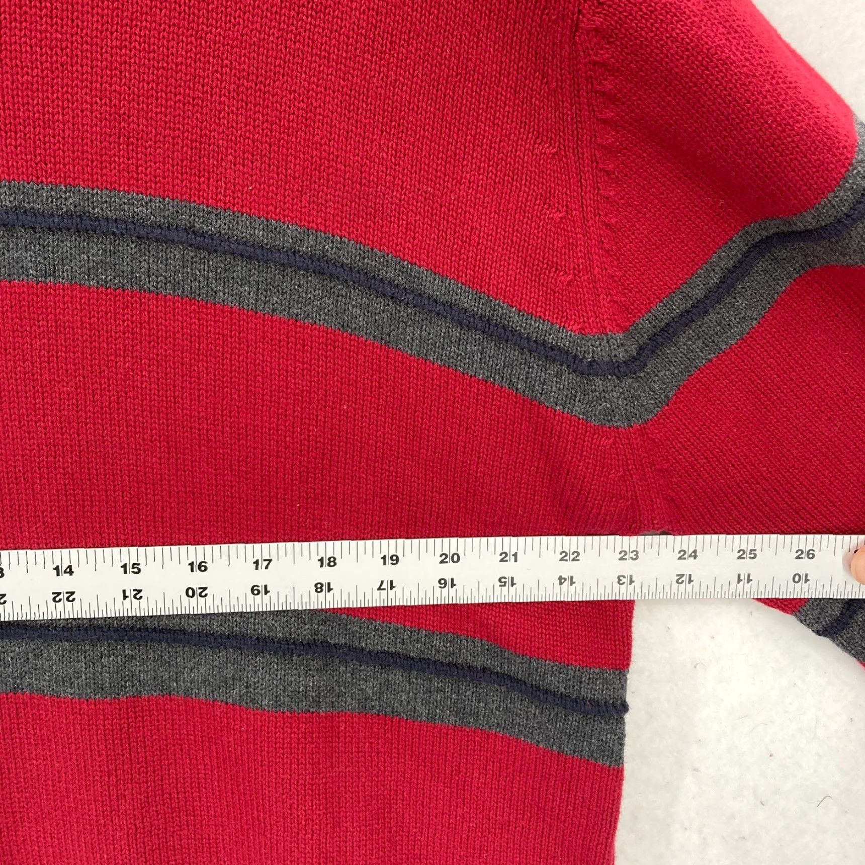 Nautica Nautica Crew Neck Sweater Mens XL Red Gray Striped Heavyweight Casual Coastal Size US XL / EU 56 / 4 - 7 Thumbnail