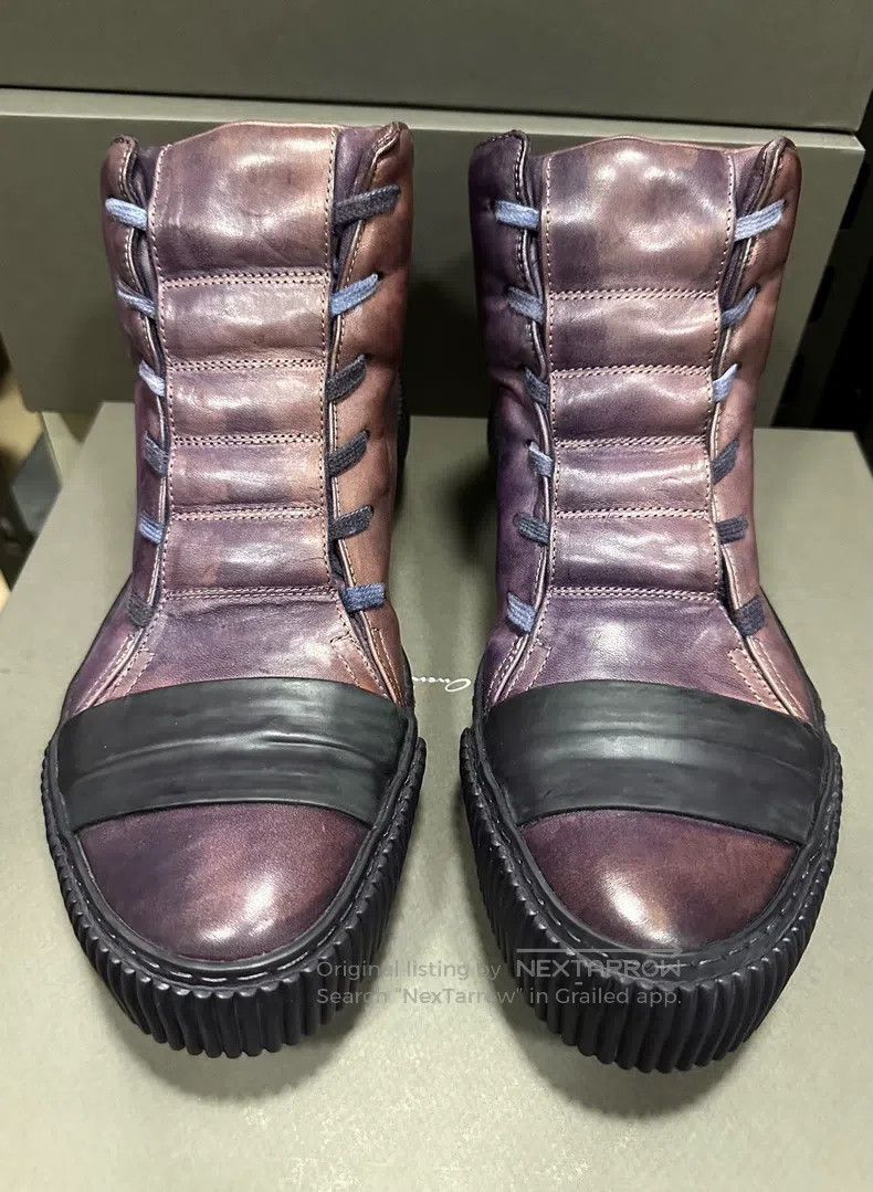 Boris Bidjan Saberi Boris Bidjan Saberi Purple High Top Horsehide Laced Shoes Size US 9 / EU 42 - 4 Thumbnail