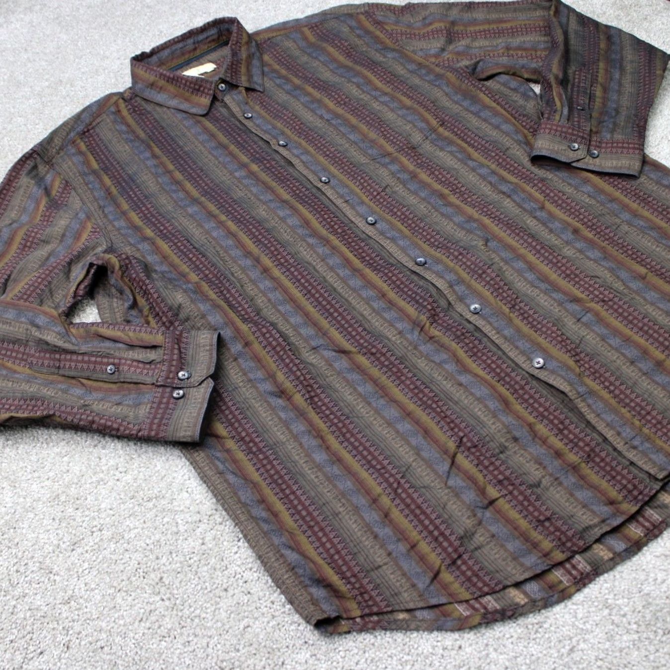 The Territory Ahead Territory Ahead The Territory Ahead Shirt Mens 2XLT XXL-Tall Brown 100% Cotton Long Sleeve Button-Up Geometric 54 in Chest Mens Big & Tall Size US XXL / EU 58 / 5 - 5 Thumbnail