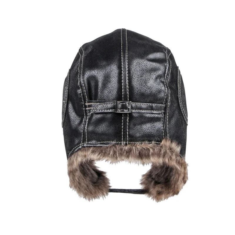 Other Russian Style Black Faux Leather Fur Winter Hat Size ONE SIZE - 2 Thumbnail