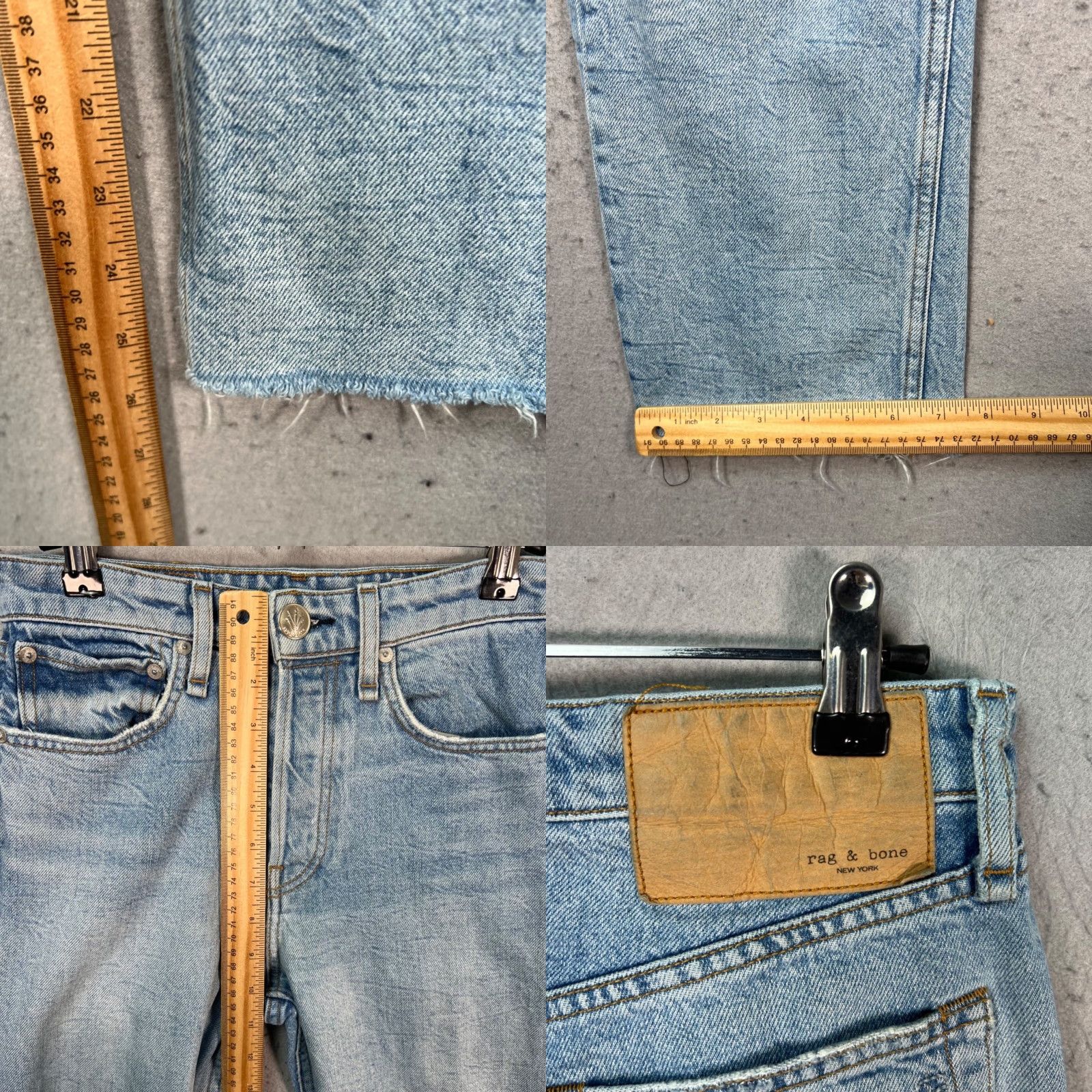 Rag & Bone Rag & Bone Jeans Womens 24 High-Rise Ankle Straight Distressed Light Wash Denim Blue 5-Pocket Womens Size 42" / US 20 - 8 Thumbnail