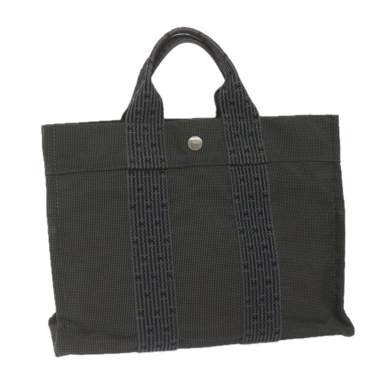 image of Hermes Her Line Hand Bag Canvas Gray Auth 62818 in Grey, Women's