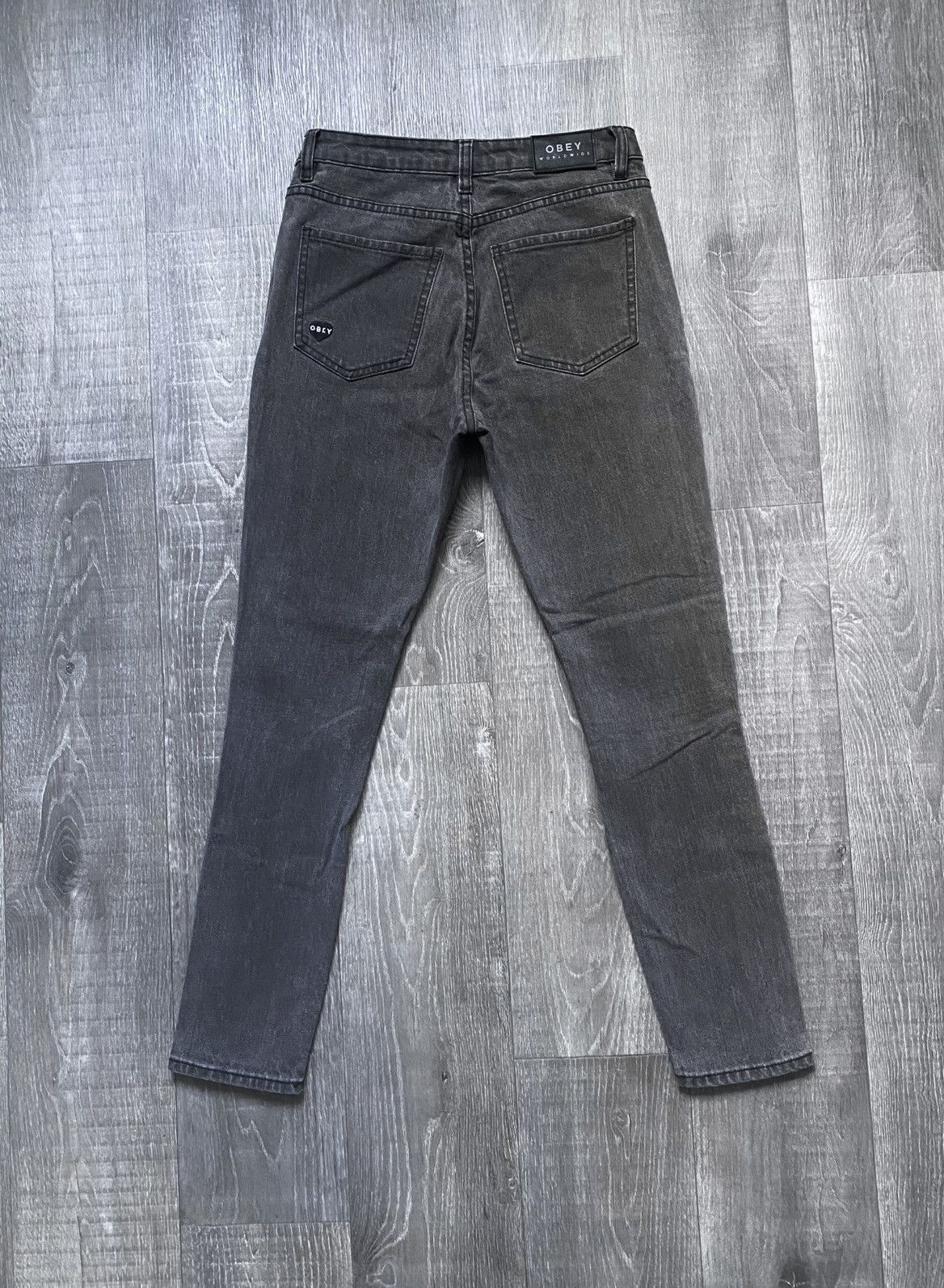 Obey Women’s Obey Worldwide Torn Distress Gray Cotton Jeans Denim Size 26" / US 2 / IT 38 - 20 Thumbnail