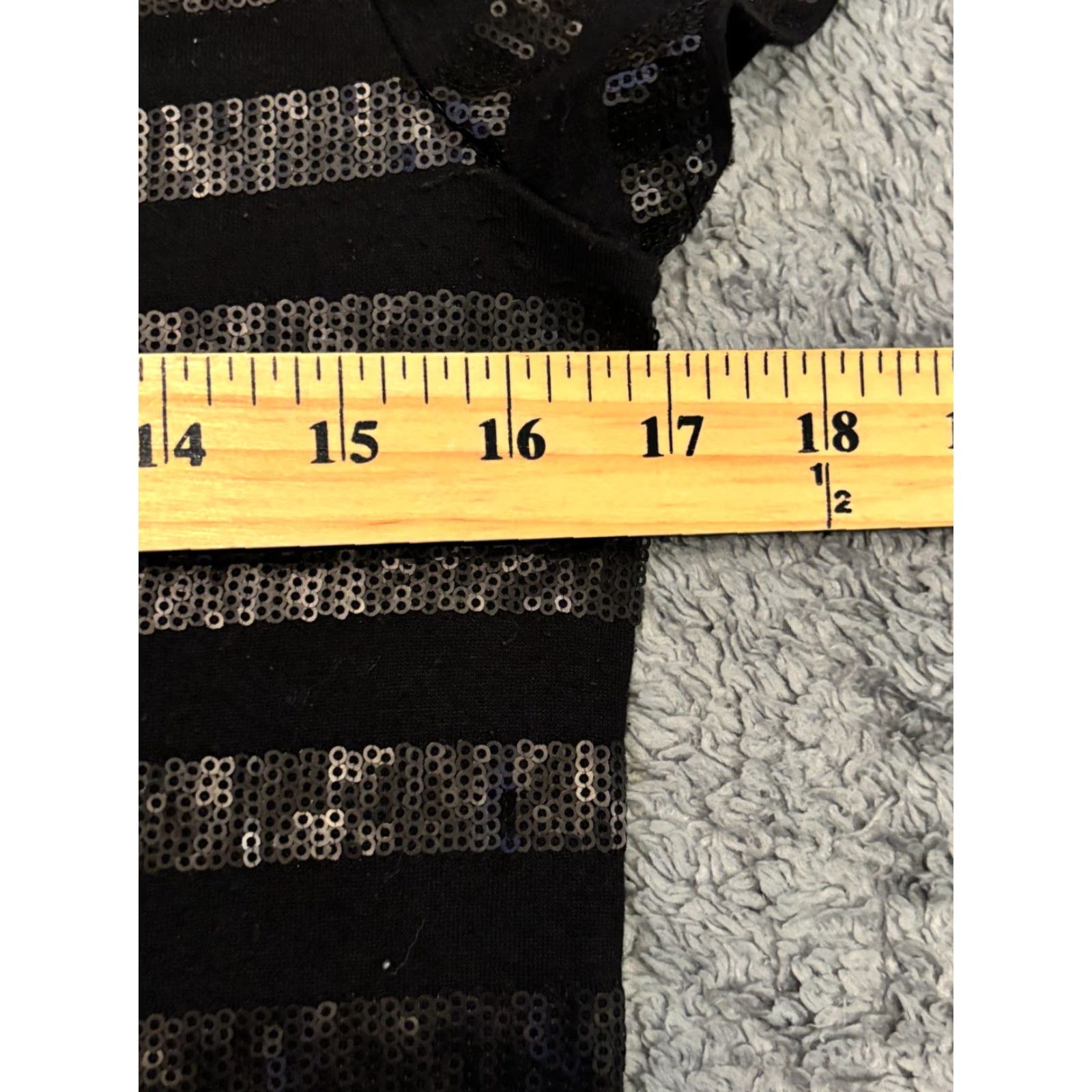 Talbots Talbots Shirt Womens P Black Striped Sequin Top Short Sleeve Casual Shimmer Size S / US 4 / IT 40 - 3 Thumbnail