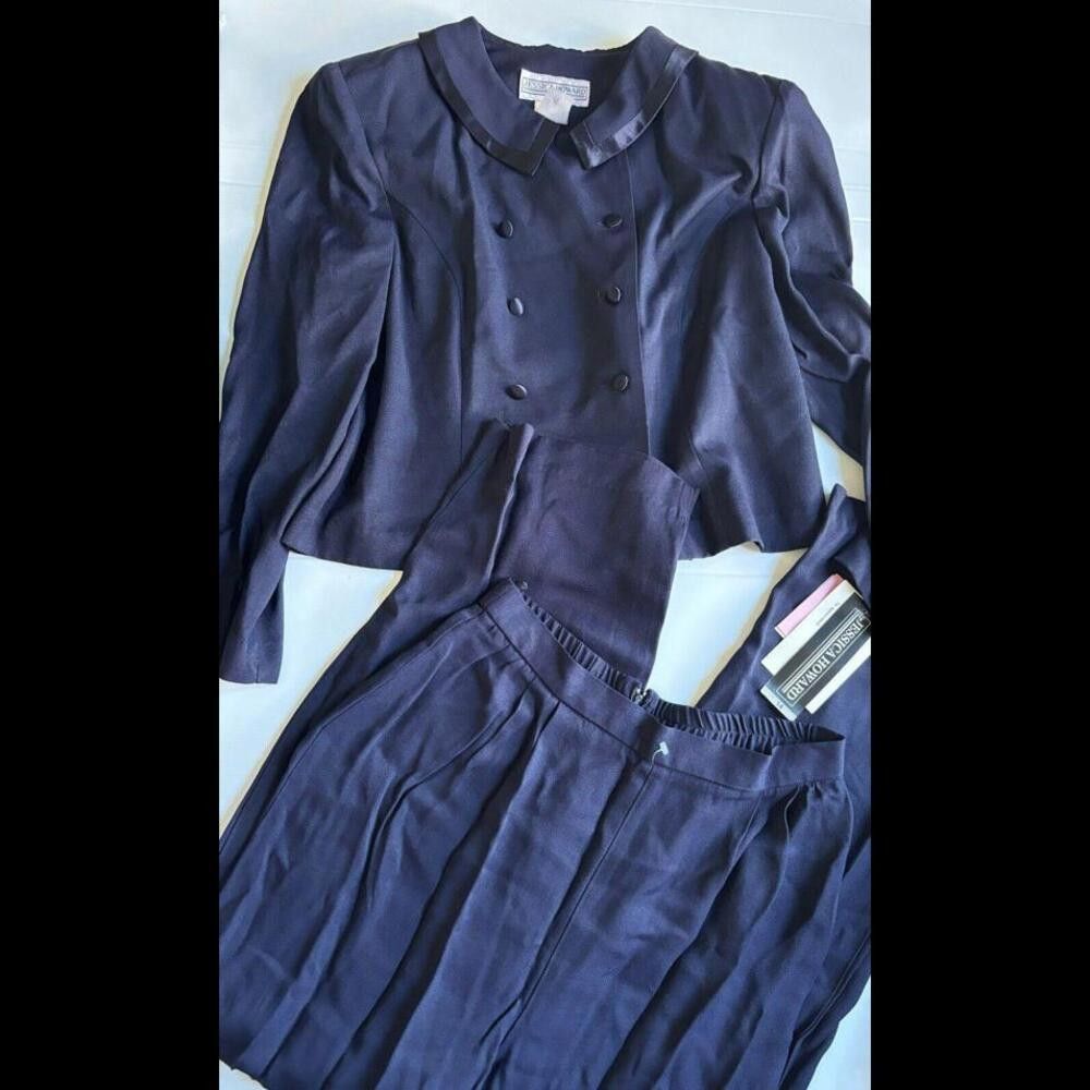 Designer Jessica Howard Blue Vintage 2 Piece Set Pants And Vest Size XL / US 12-14 / IT 48-50 - 1 Thumbnail