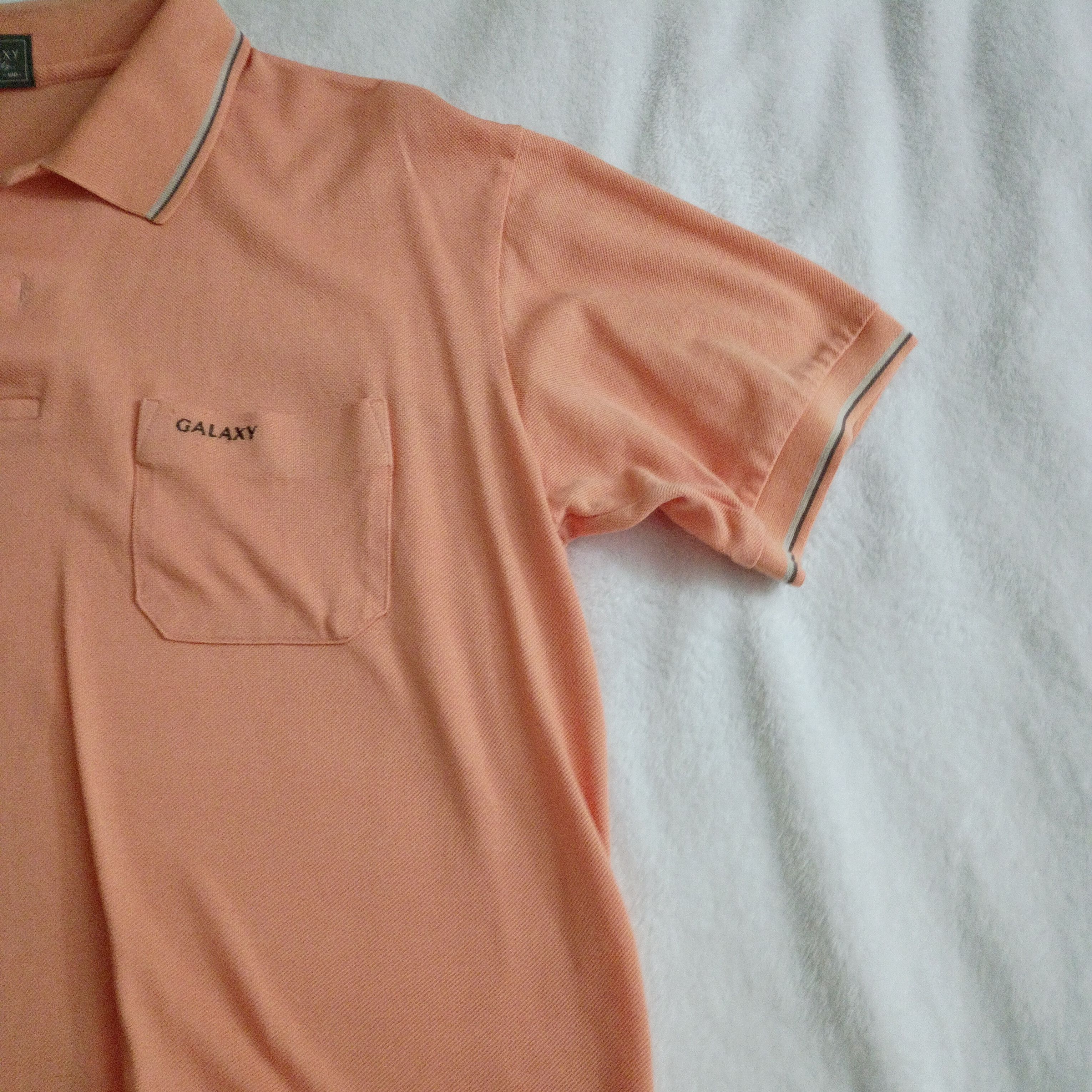 Other Adult Male Galaxy Brand Polo T-Shirt Style Salmon USED Size US L / EU 52-54 / 3 - 3 Thumbnail
