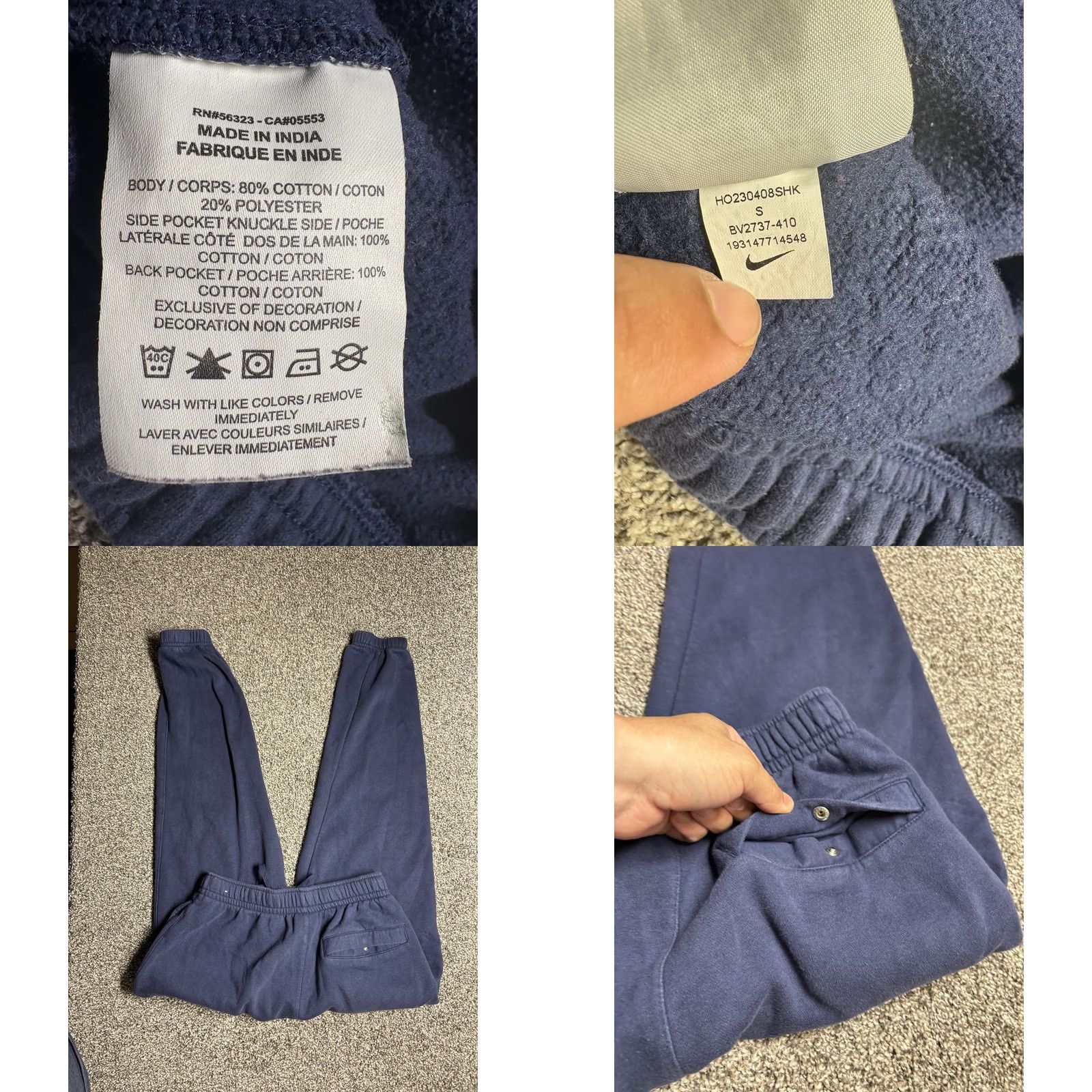 Nike VINTAGE Nike Sportswear Club Fleece Jogger Mens Small Fleece Pants Sweatpants Navy Size US 29 - 8 Thumbnail