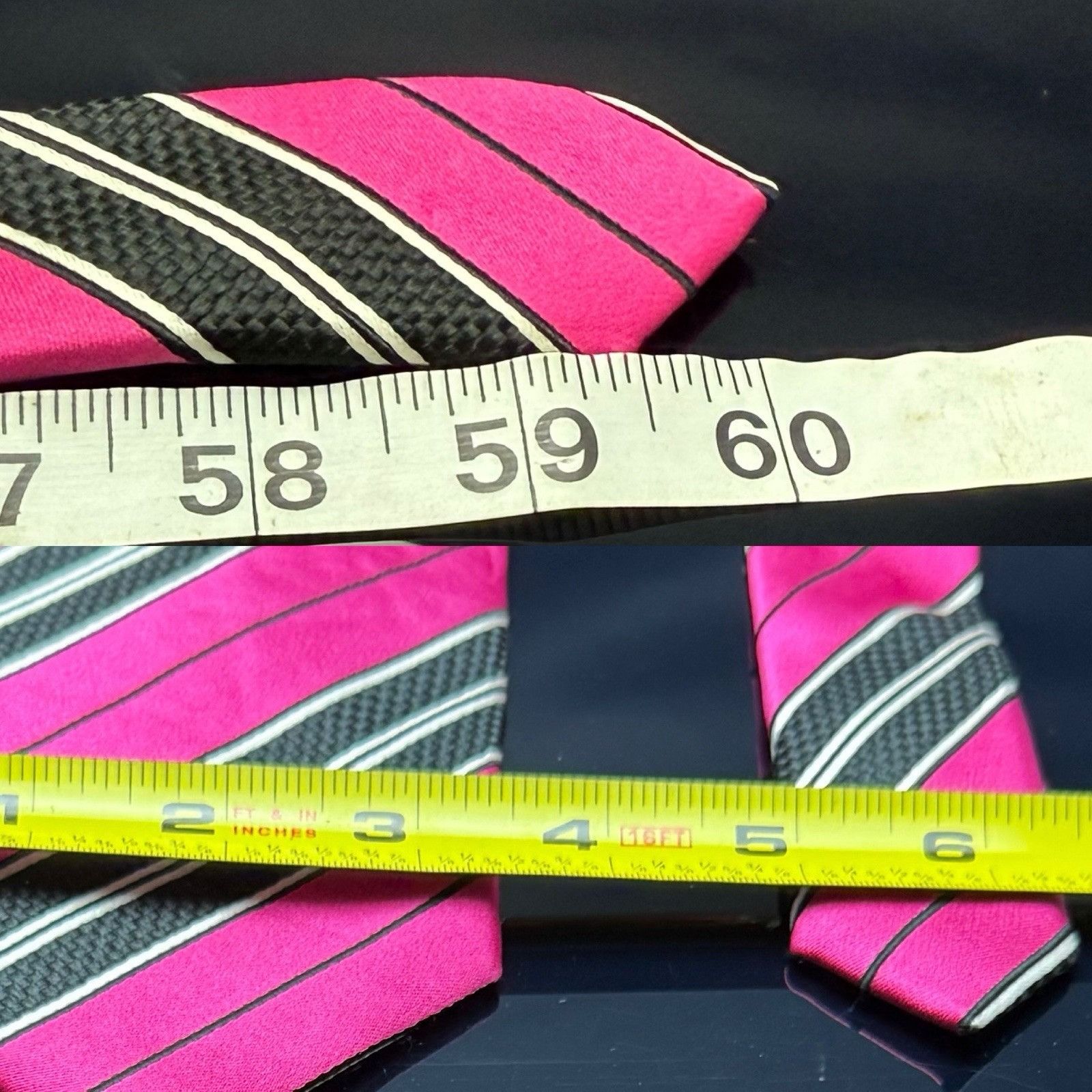 Donald Trump Donald J Trump Men’s Tie Pink Black Striped 60” Size ONE SIZE - 3 Thumbnail